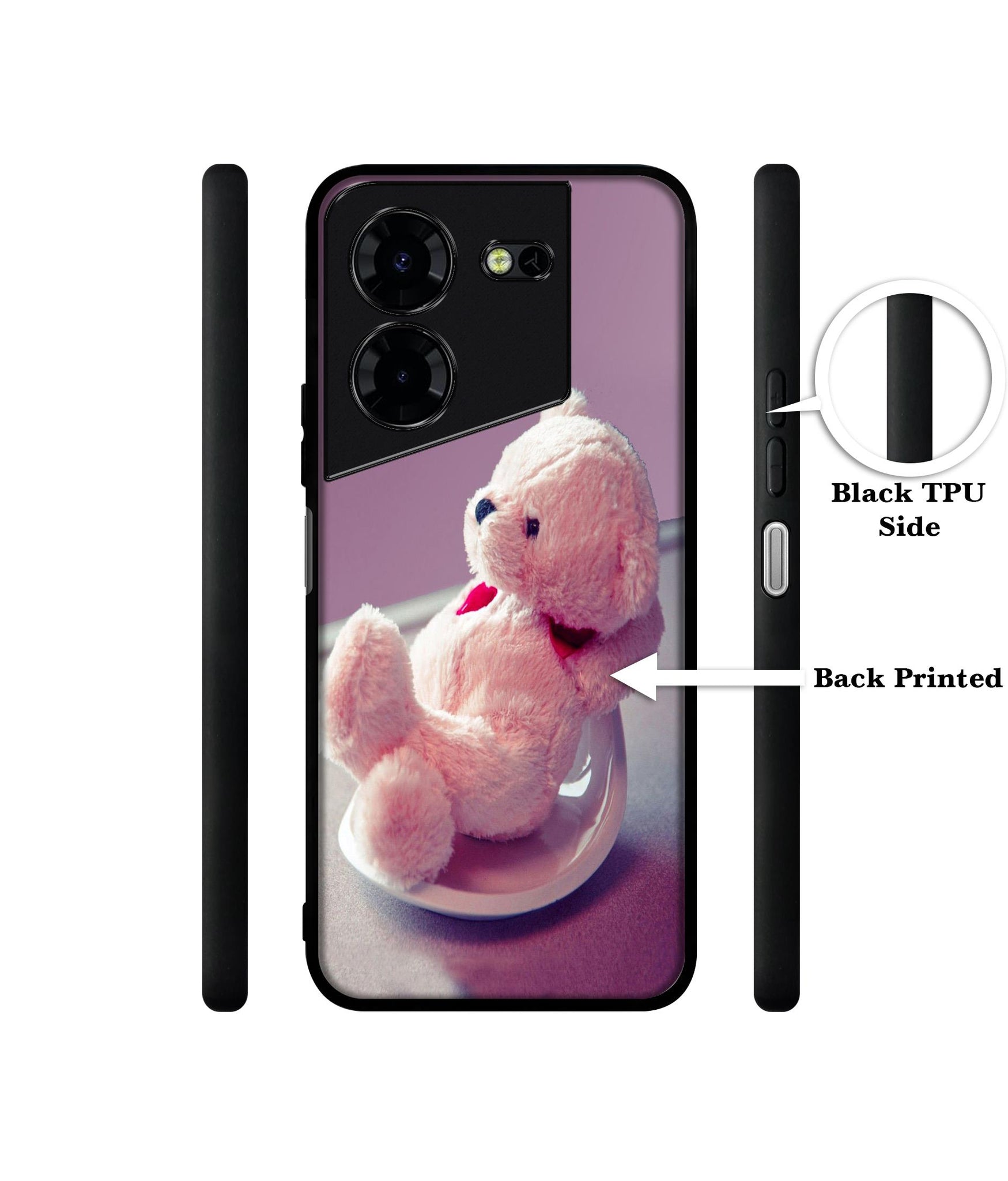 Cute Teddy Bear Design Designer 2D Printed Back Case Cover for Tecno Pova 5 4G / Pova 5 Pro 5G