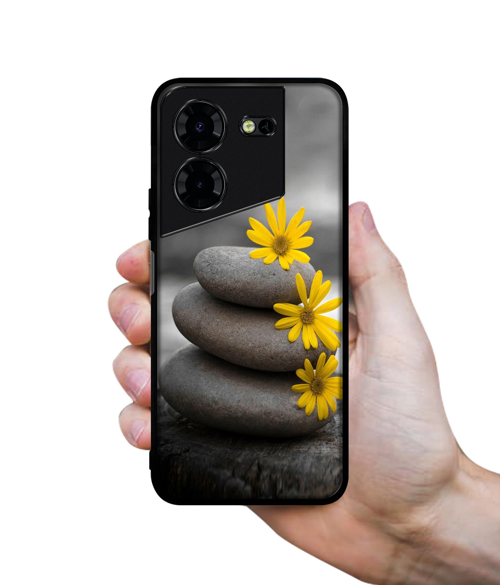 Stones And Flower Design Designer 2D Printed Back Case Cover for Tecno Pova 5 4G / Pova 5 Pro 5G