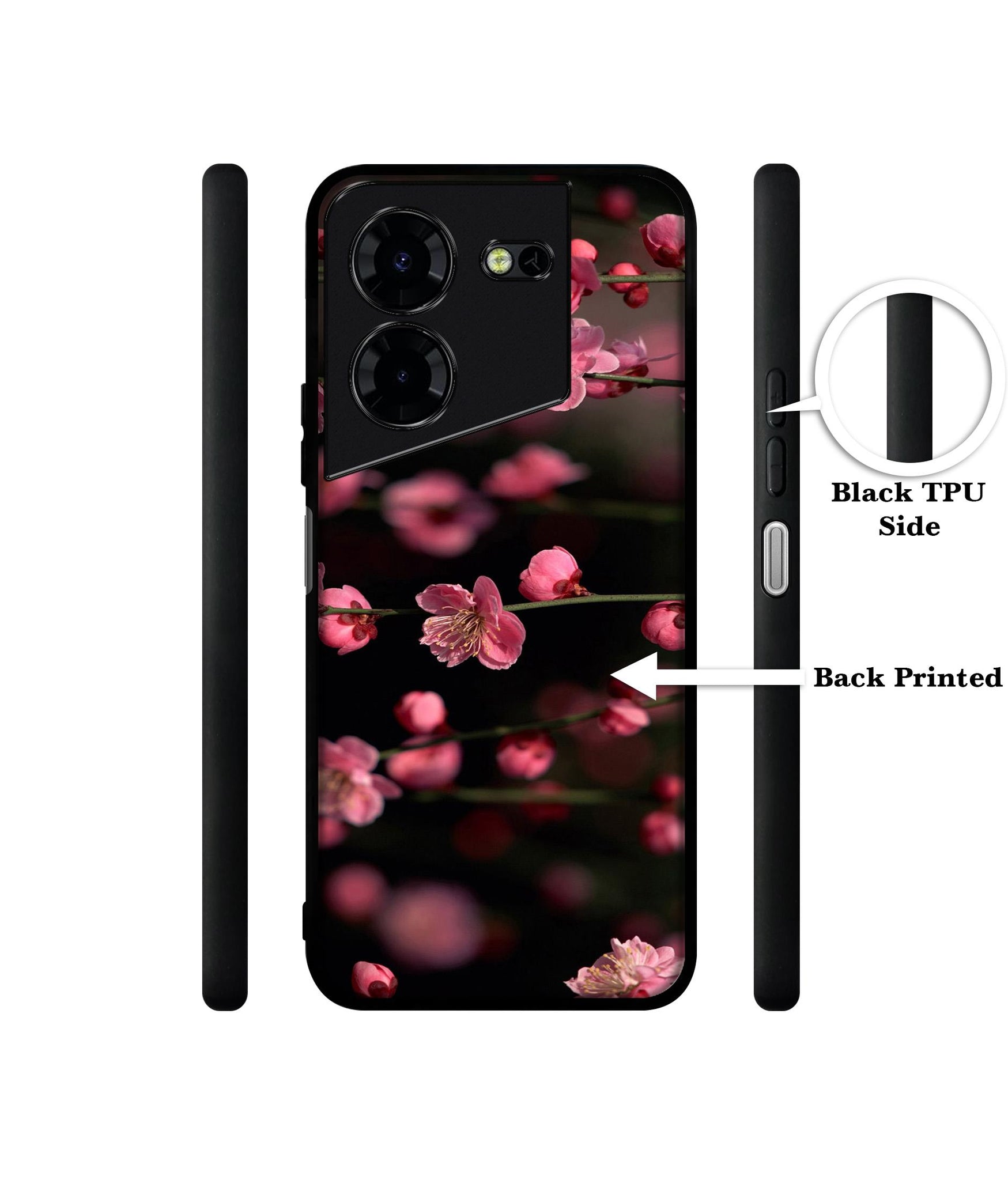 Pink Flowers Design Designer 2D Printed Back Case Cover for Tecno Pova 5 4G / Pova 5 Pro 5G