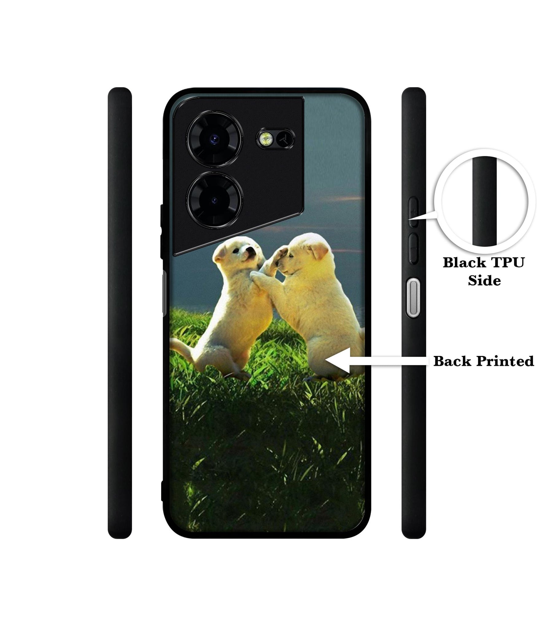 Puppy Couple Sunset Design Designer 2D Printed Back Case Cover for Tecno Pova 5 4G / Pova 5 Pro 5G