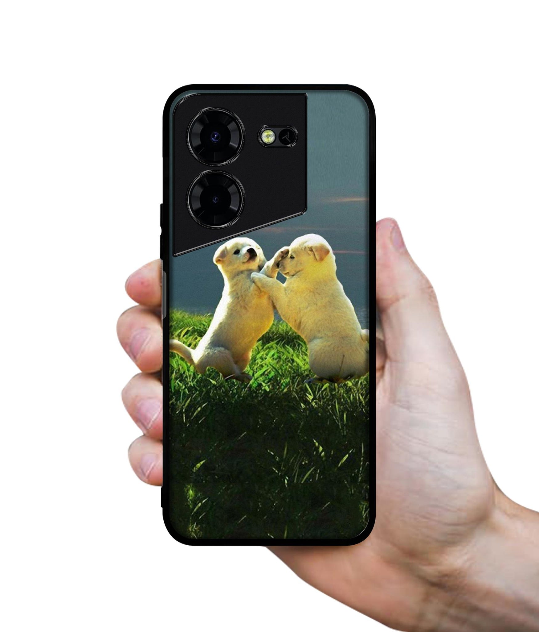 Puppy Couple Sunset Design Designer 2D Printed Back Case Cover for Tecno Pova 5 4G / Pova 5 Pro 5G