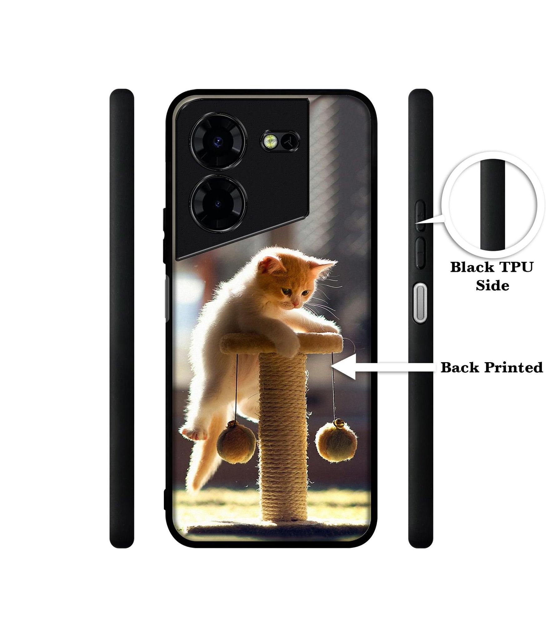 Cat Climbing Design Designer 2D Printed Back Case Cover for Tecno Pova 5 4G / Pova 5 Pro 5G