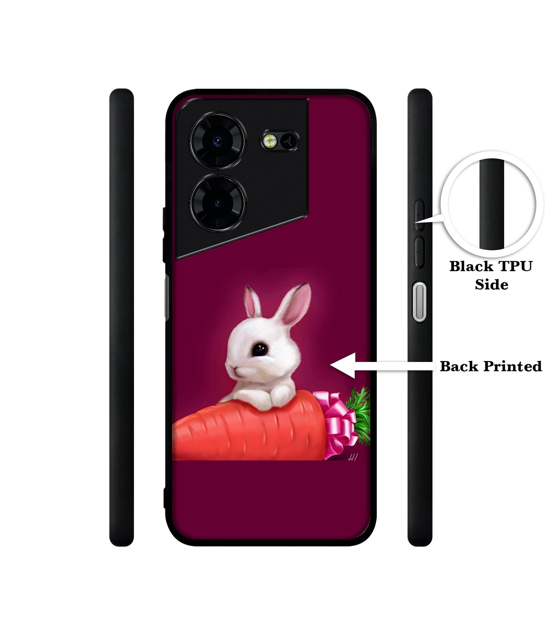 Bunny With Carrot Design Designer 2D Printed Back Case Cover for Tecno Pova 5 4G / Pova 5 Pro 5G