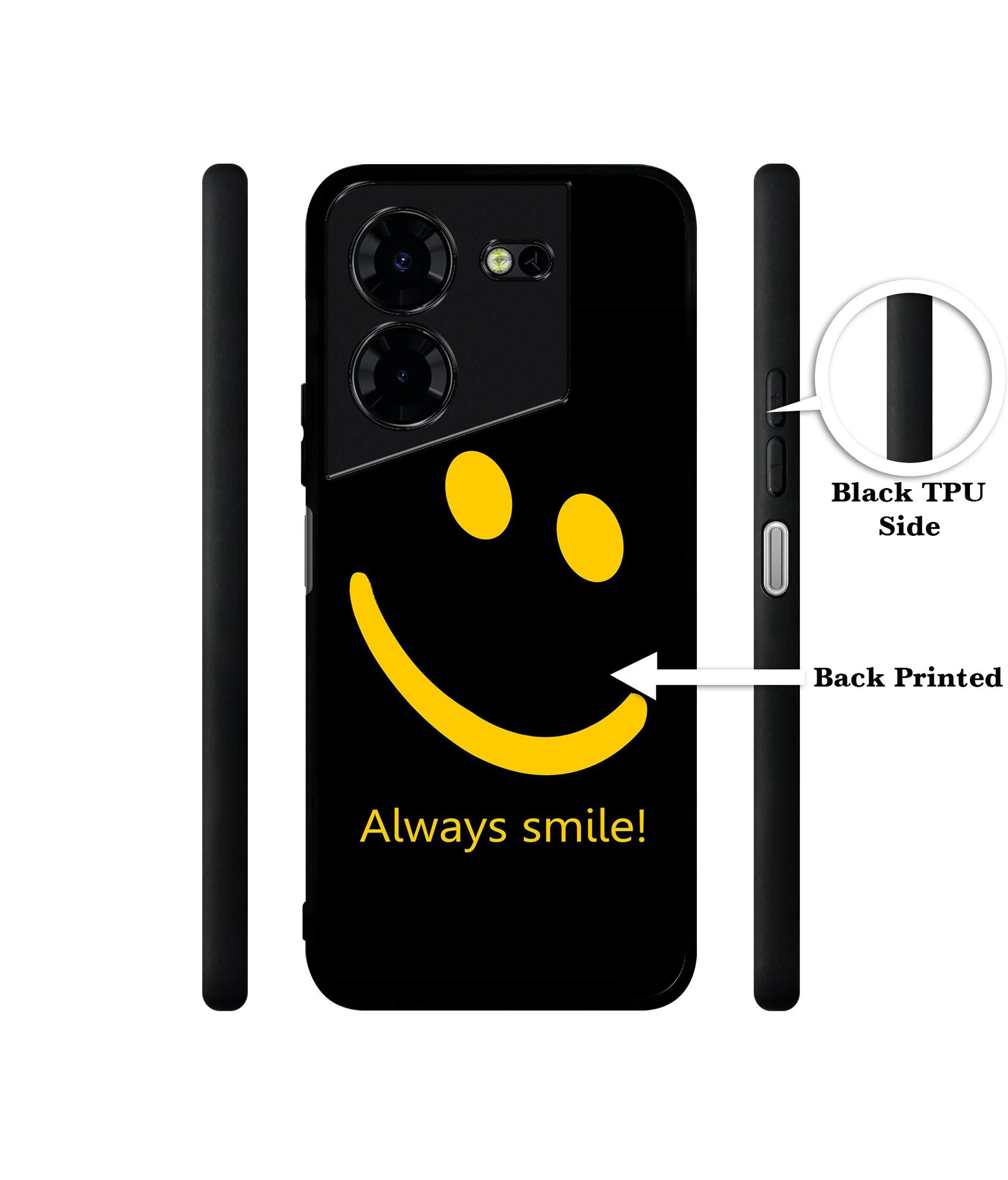 Always Smile Quote Design Designer 2D Printed Back Case Cover for Tecno Pova 5 4G / Pova 5 Pro 5G