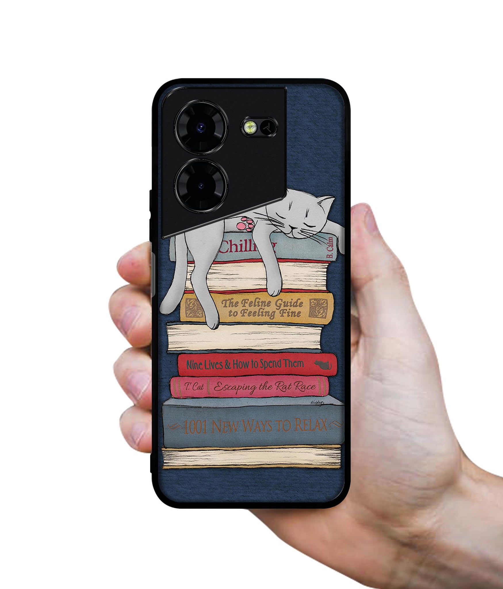 Cat Sleeping On The Books Design Designer 2D Printed Back Case Cover for Tecno Pova 5 4G / Pova 5 Pro 5G