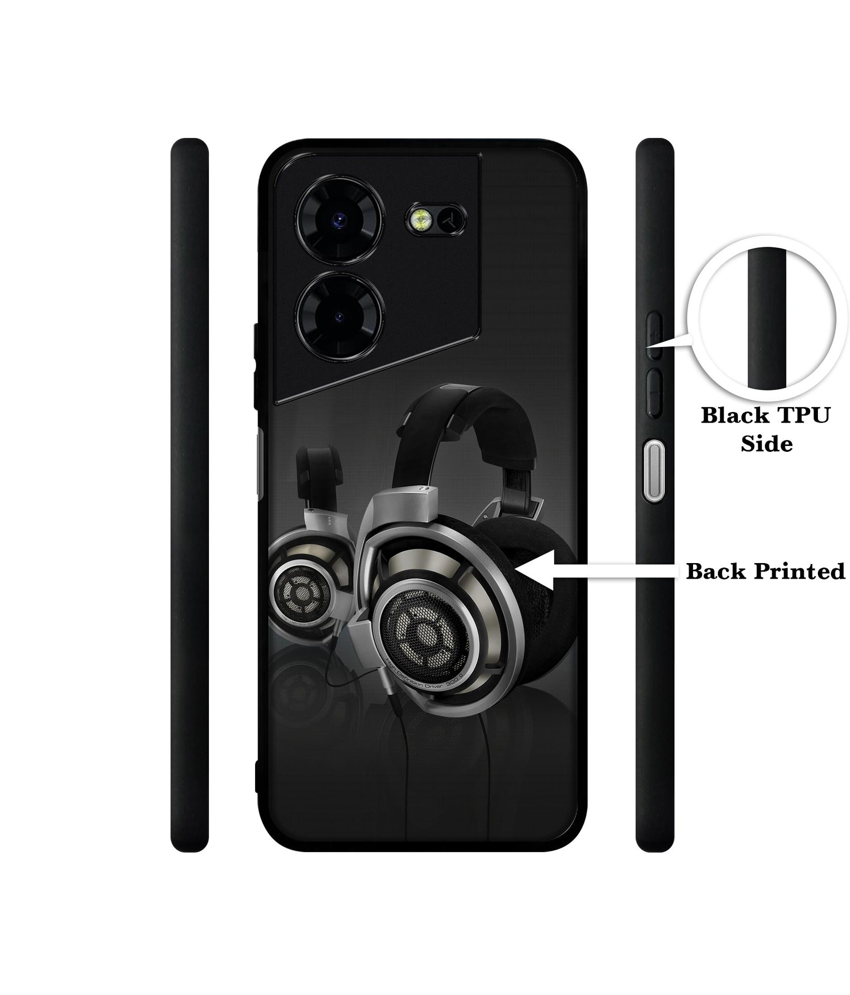Head Phone Design Designer 2D Printed Back Case Cover for Tecno Pova 5 4G / Pova 5 Pro 5G