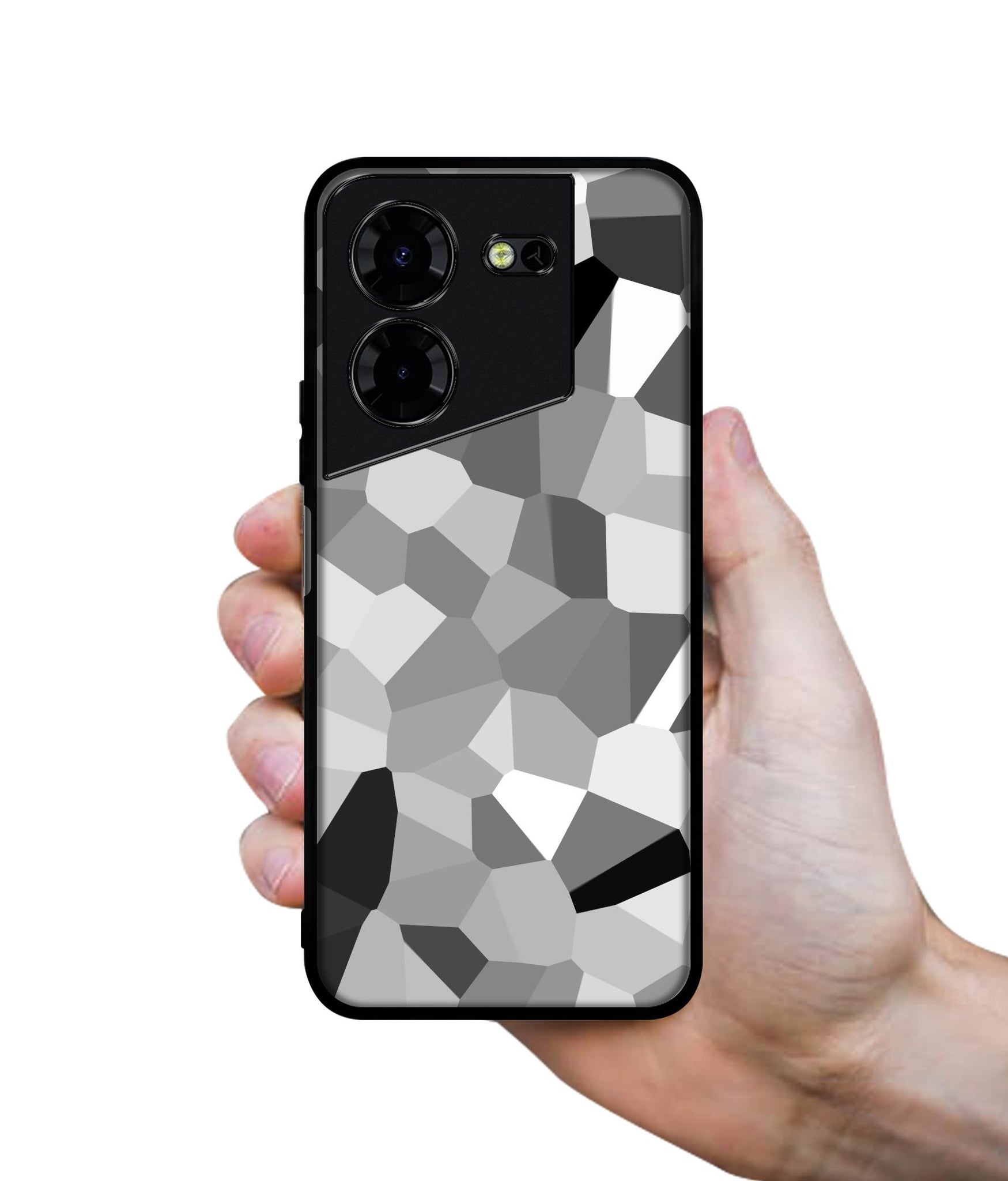 Black & White Mathematical Shape Design Designer 2D Printed Back Case Cover for Tecno Pova 5 4G / Pova 5 Pro 5G