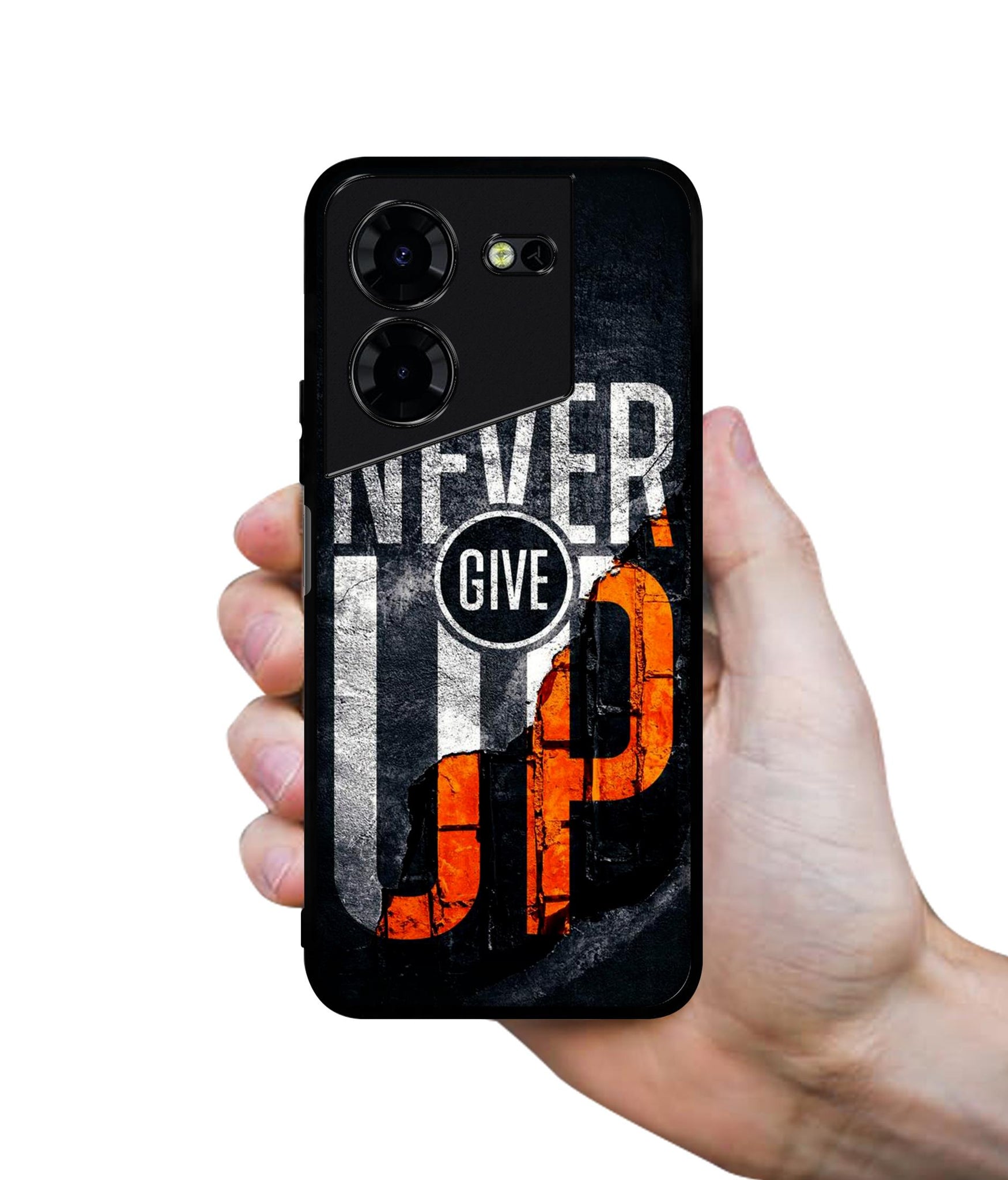 Never Give Up Design Designer 2D Printed Back Case Cover for Tecno Pova 5 4G / Pova 5 Pro 5G