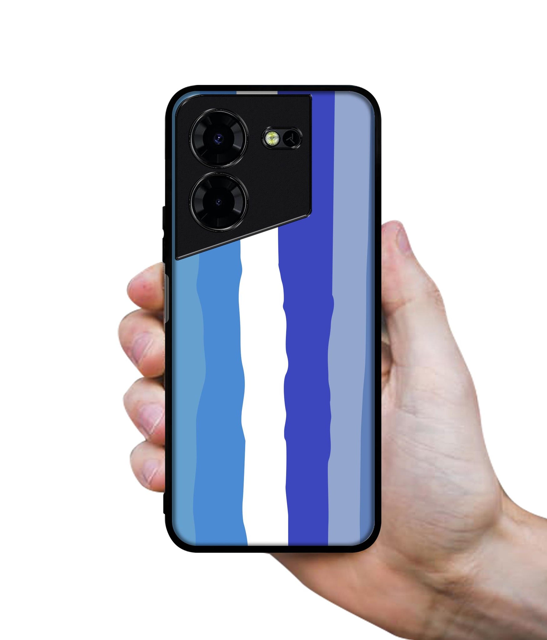Blue Stripes Rainbow Design Designer 2D Printed Back Case Cover for Tecno Pova 5 4G / Pova 5 Pro 5G