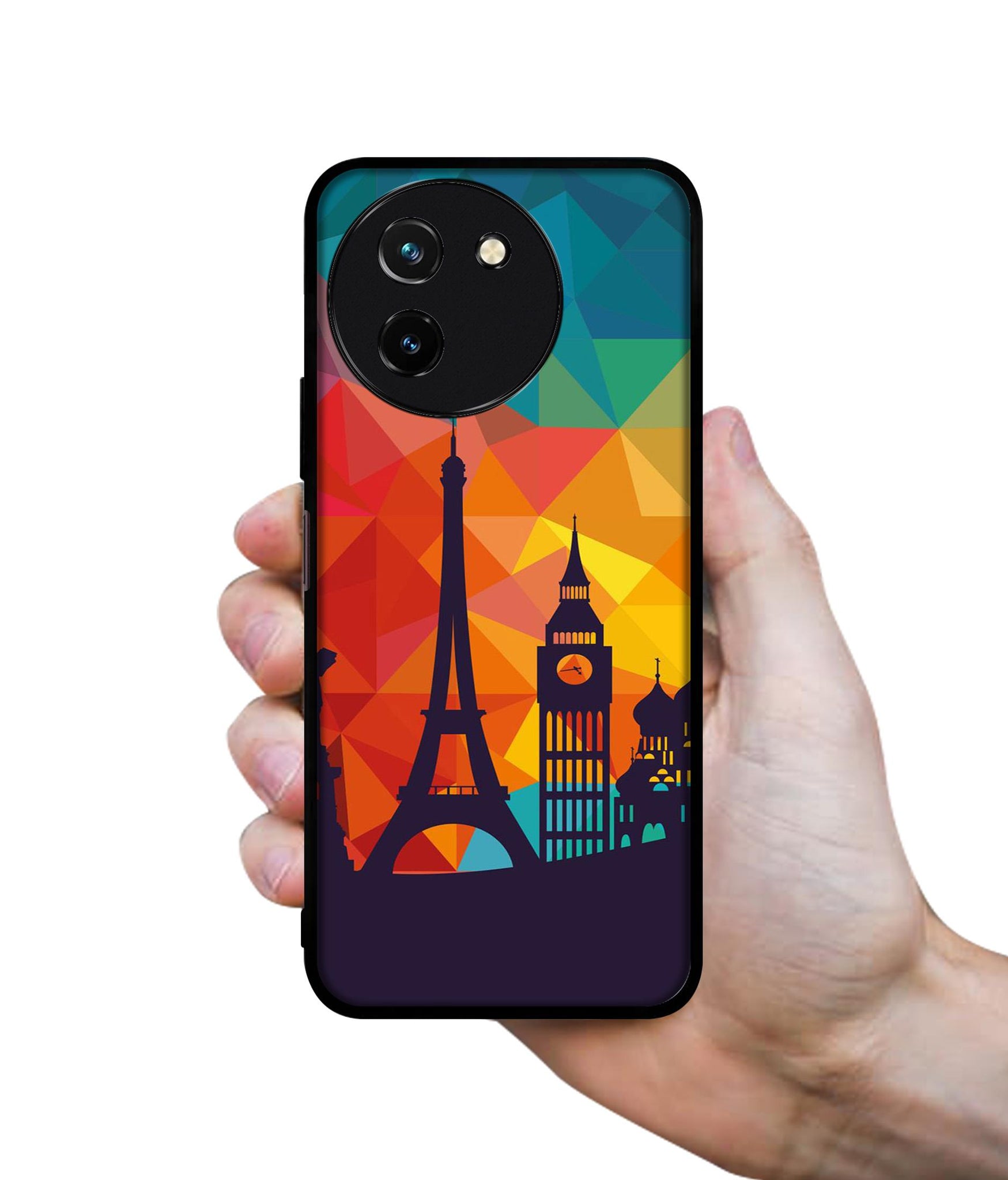 Colored Paris Design Designer 2D Printed Back Case Cover for Vivo T3x 5G