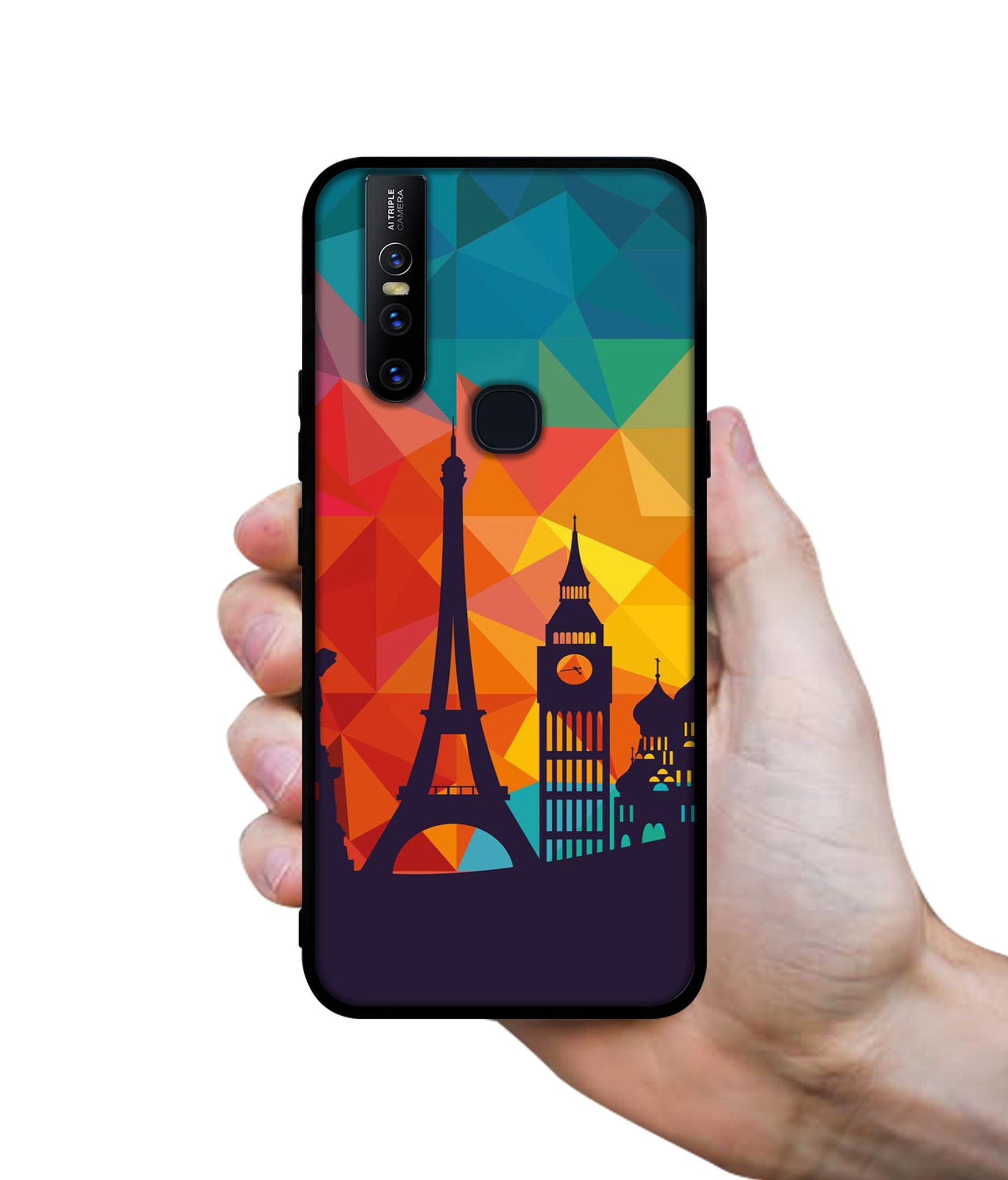 Colored Paris Design Designer 2D Printed Back Case Cover for Vivo V15 4G