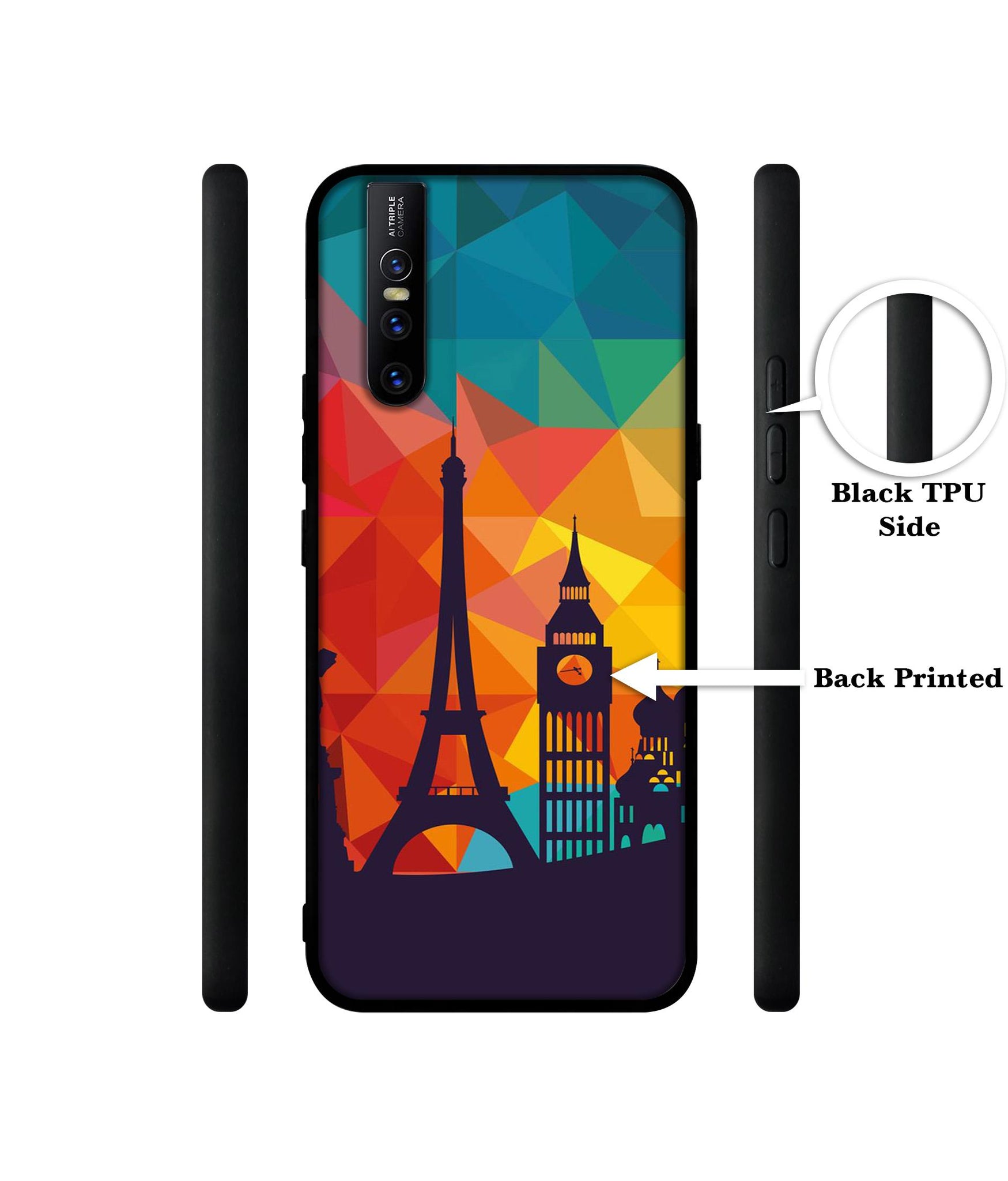 Colored Paris Design Designer 2D Printed Back Case Cover for Vivo V15 Pro 4G