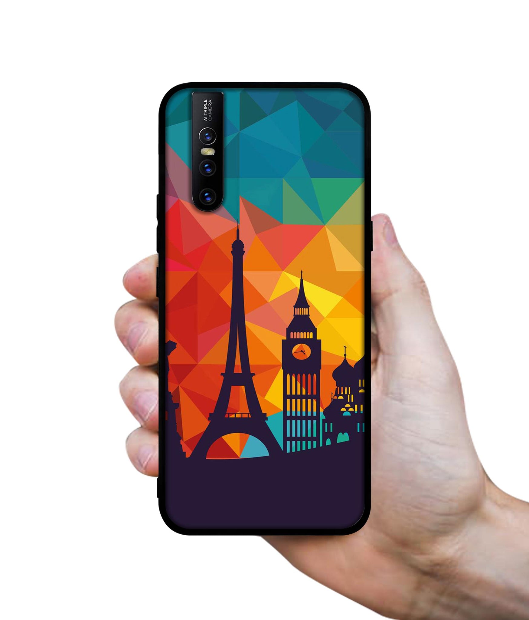 Colored Paris Design Designer 2D Printed Back Case Cover for Vivo V15 Pro 4G