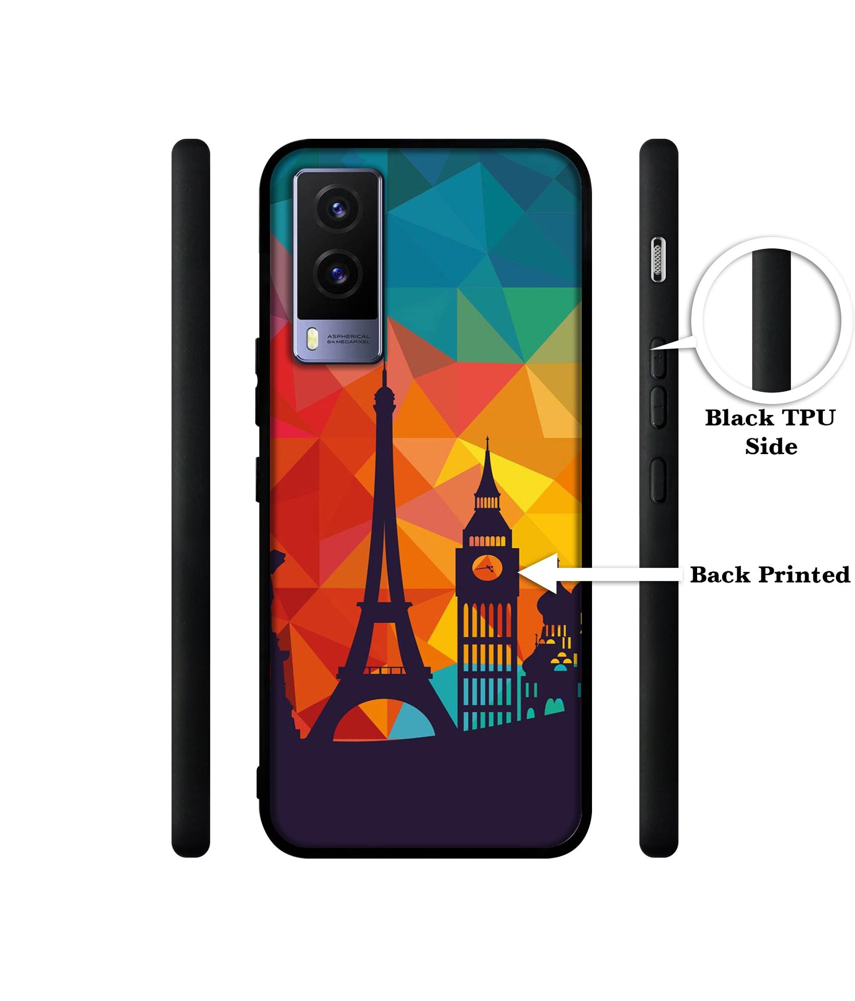 Colored Paris Design Designer 2D Printed Back Case Cover for Vivo V21e 5G