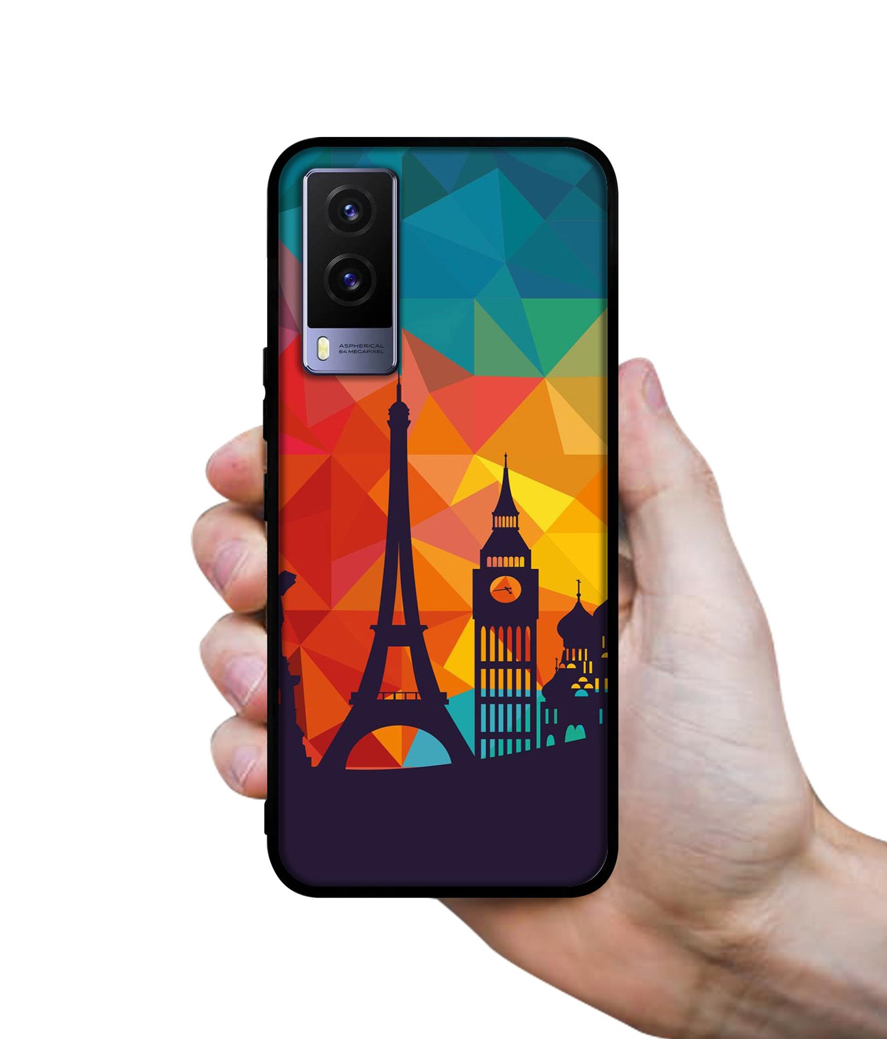 Colored Paris Design Designer 2D Printed Back Case Cover for Vivo V21e 5G