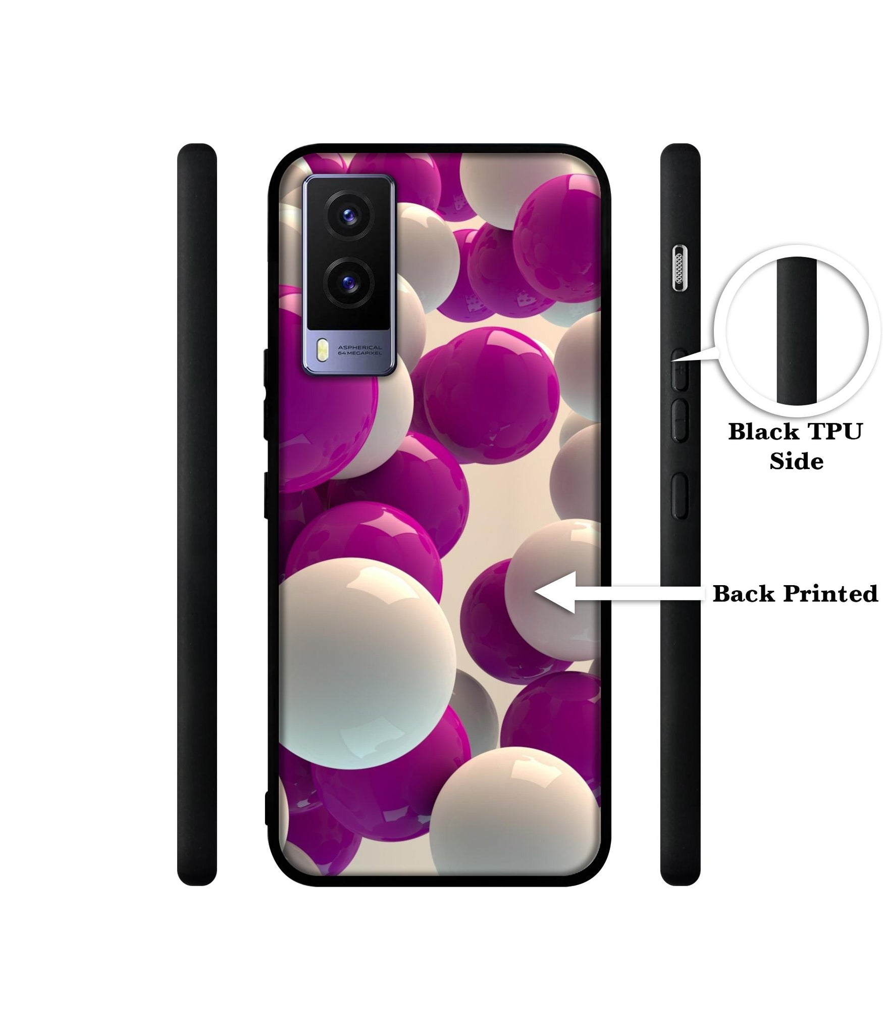3D Balloons Design Designer 2D Printed Back Case Cover for Vivo V21e 5G