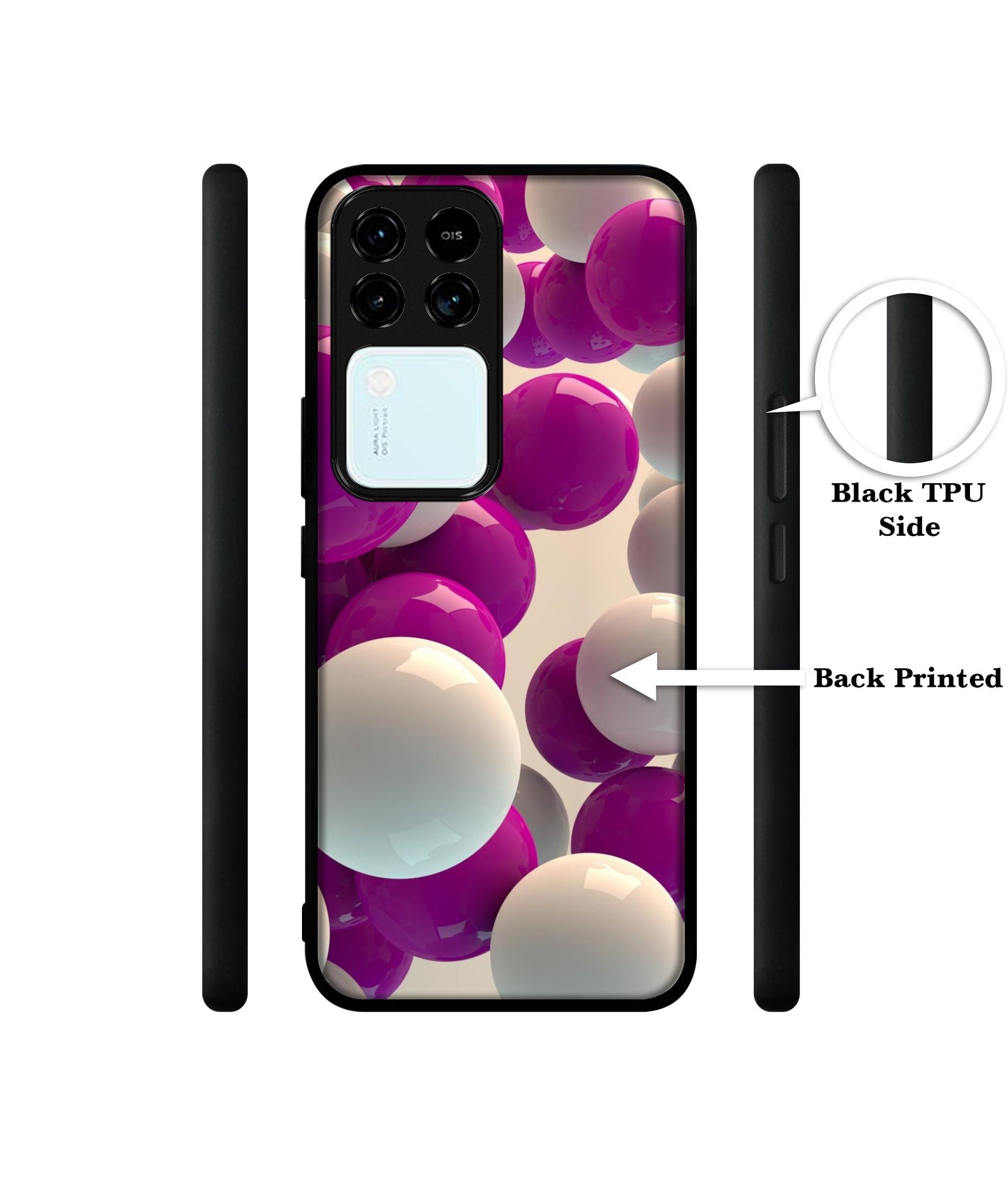 3D Balloons Design Designer 2D Printed Back Case Cover for Vivo V30 5G / S18 5G