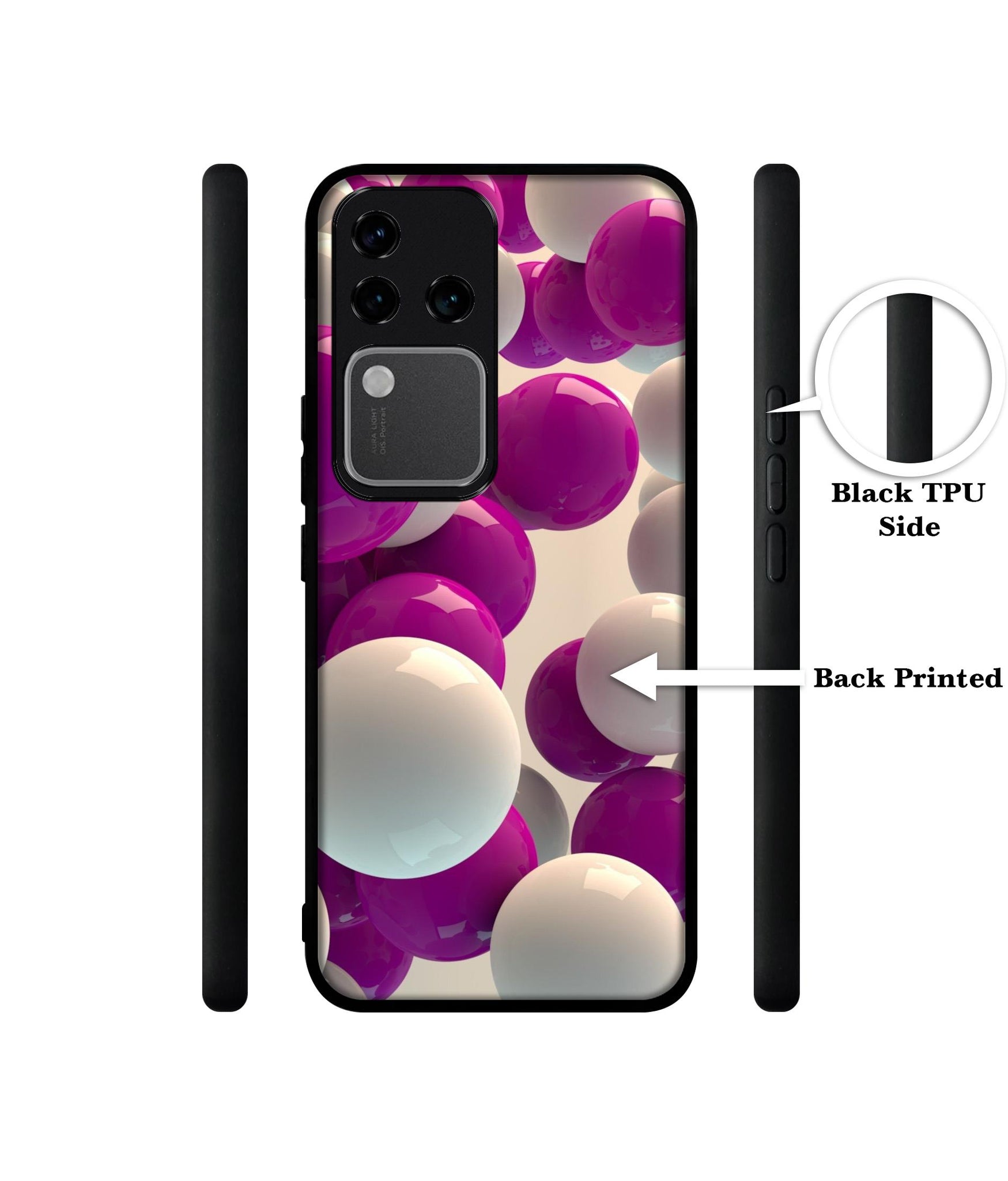 3D Balloons Design Designer 2D Printed Back Case Cover for Vivo V30 Pro 5G / S18 Pro 5G