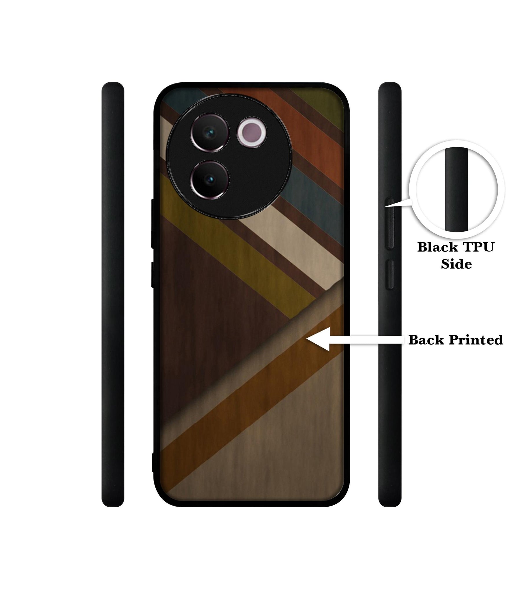 Colorful Wooden Pattern Design Designer 2D Printed Back Case Cover for Vivo V30e 5G