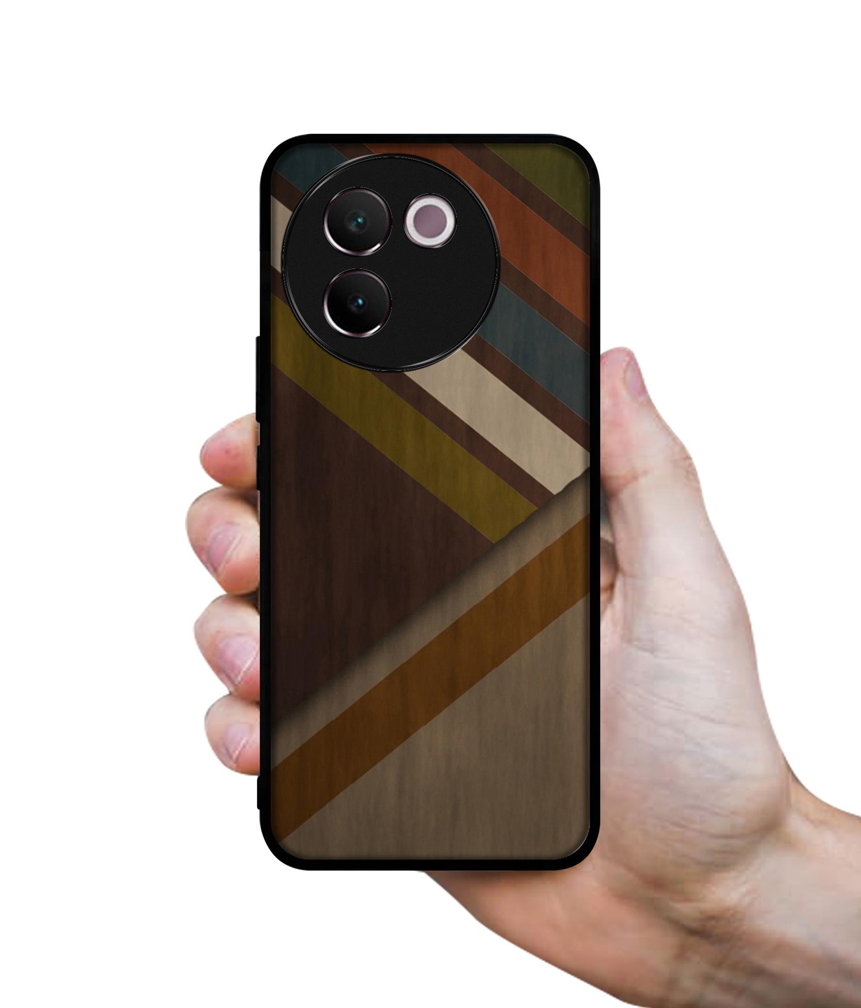 Colorful Wooden Pattern Design Designer 2D Printed Back Case Cover for Vivo V30e 5G