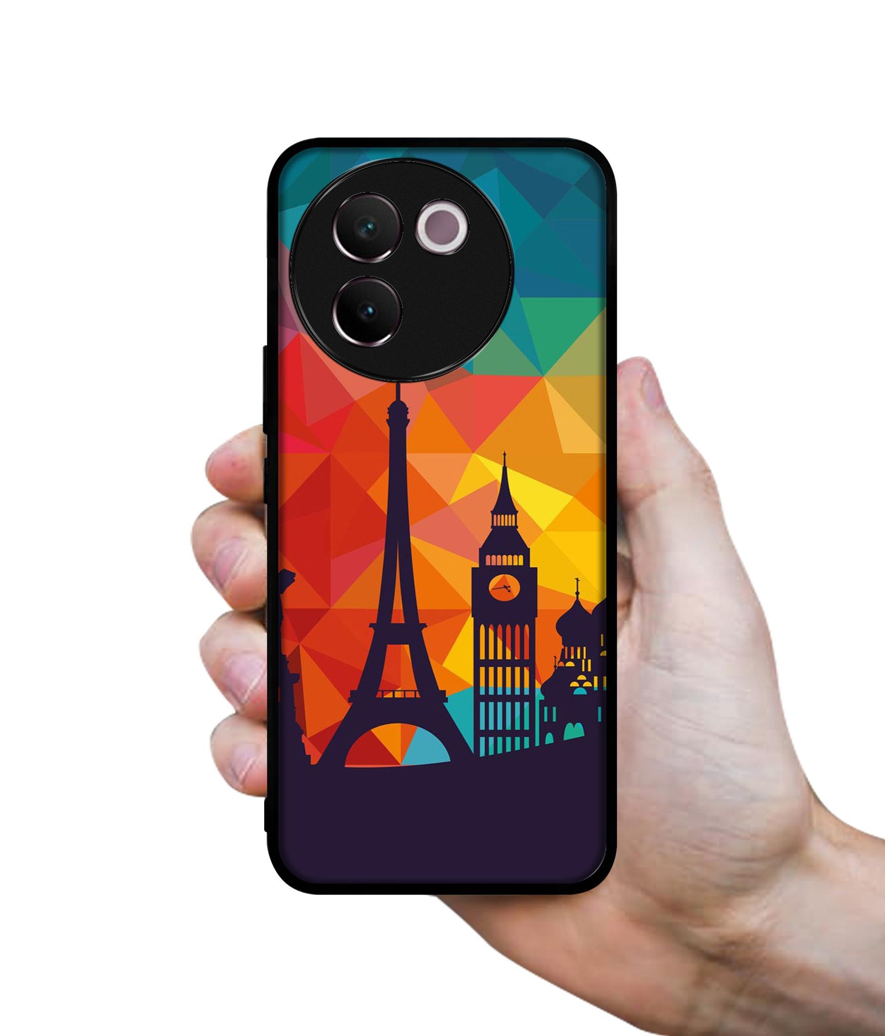 Colored Paris Design Designer 2D Printed Back Case Cover for Vivo V30e 5G