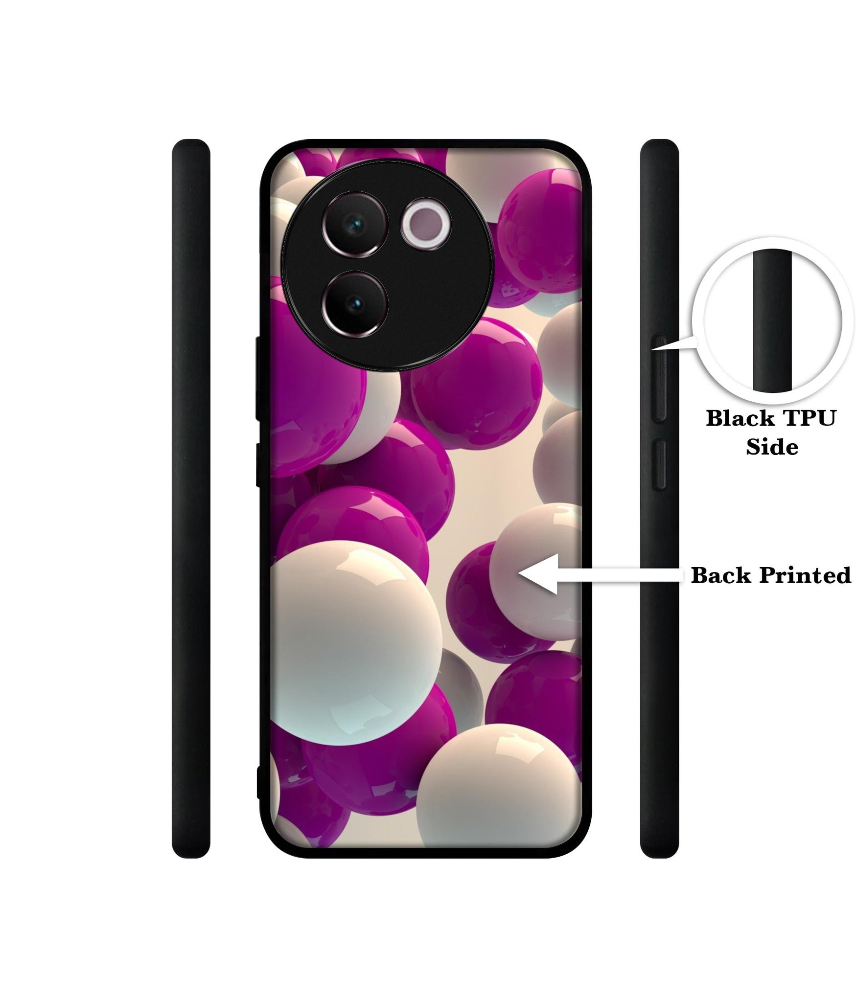 3D Balloons Design Designer 2D Printed Back Case Cover for Vivo V30e 5G