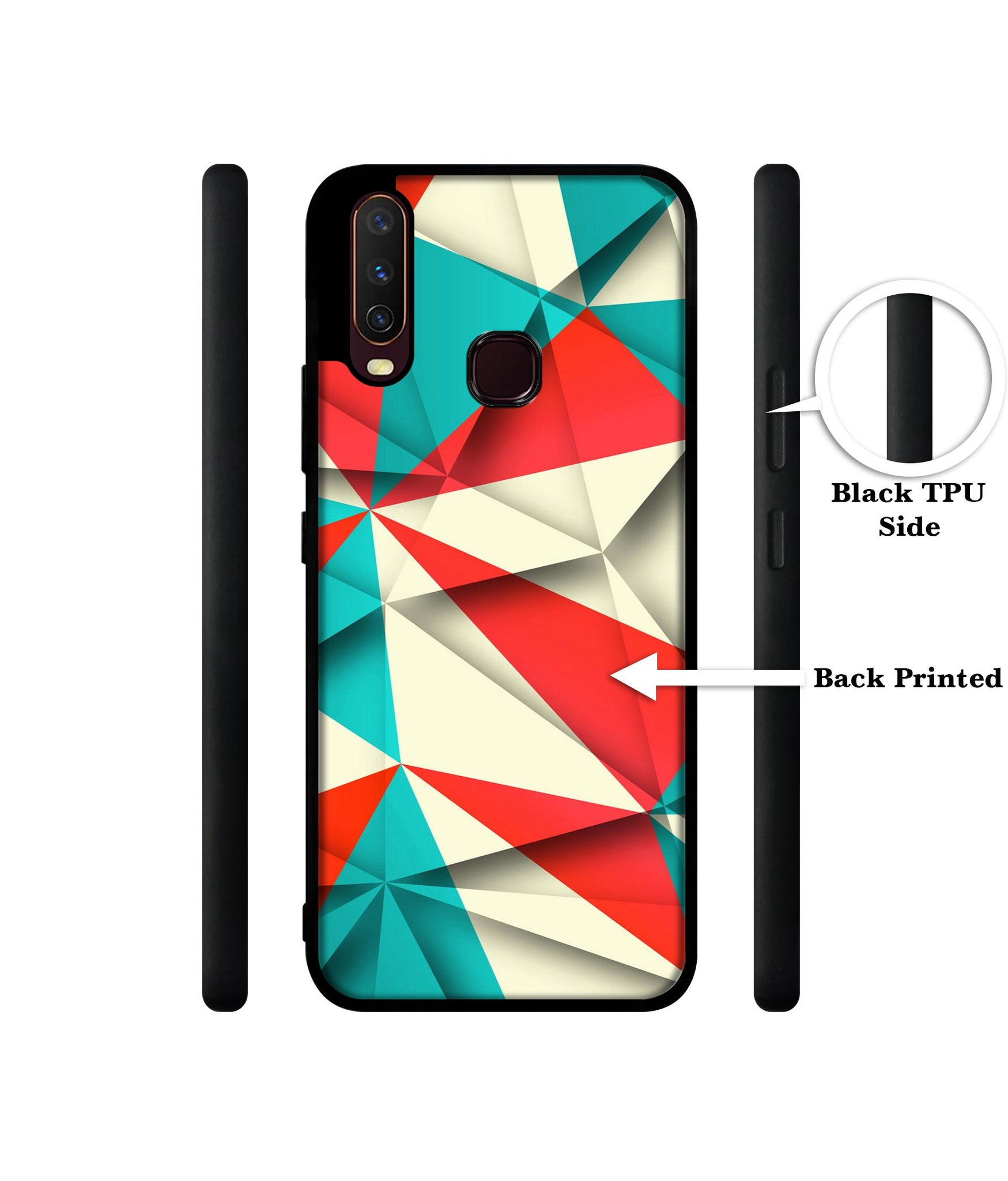Red Blue White Pattern Design Designer 2D Printed Back Case Cover for Vivo Y17 / Y12 / Y15