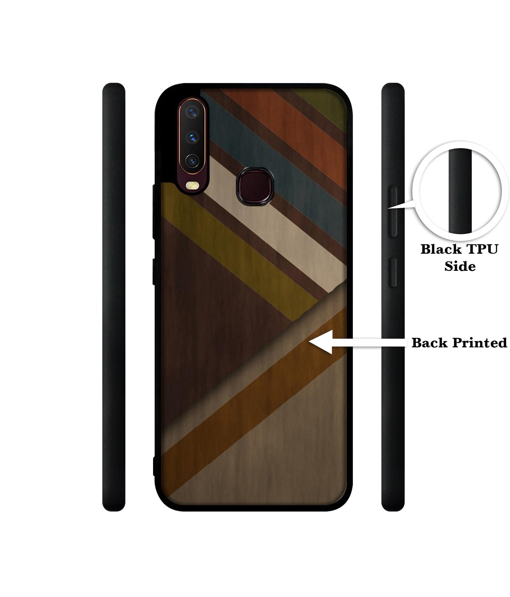 Colorful Wooden Pattern Design Designer 2D Printed Back Case Cover for Vivo Y17 / Y12 / Y15