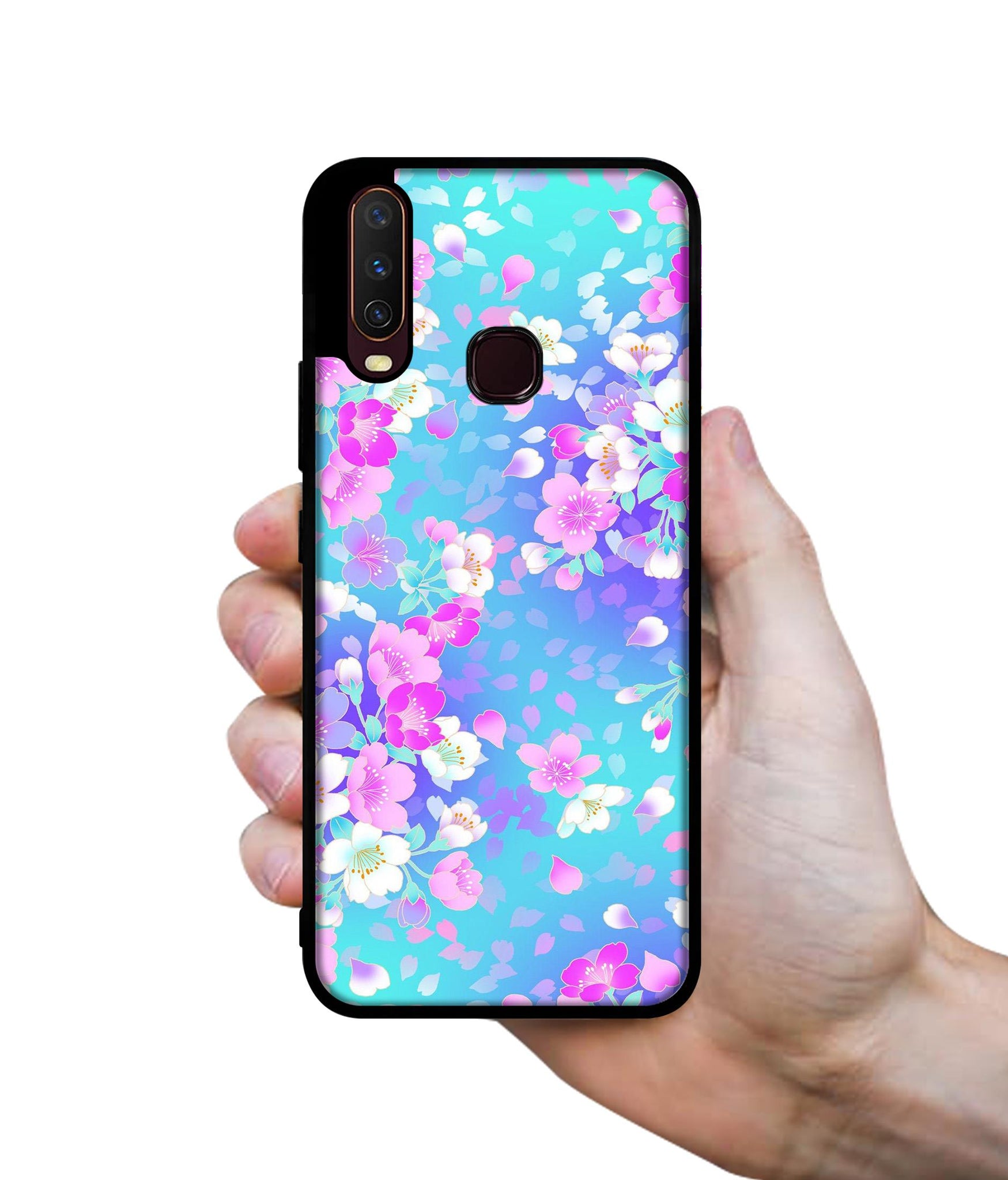 Floral Blue Pattern Design Designer 2D Printed Back Case Cover for Vivo Y17 / Y12 / Y15