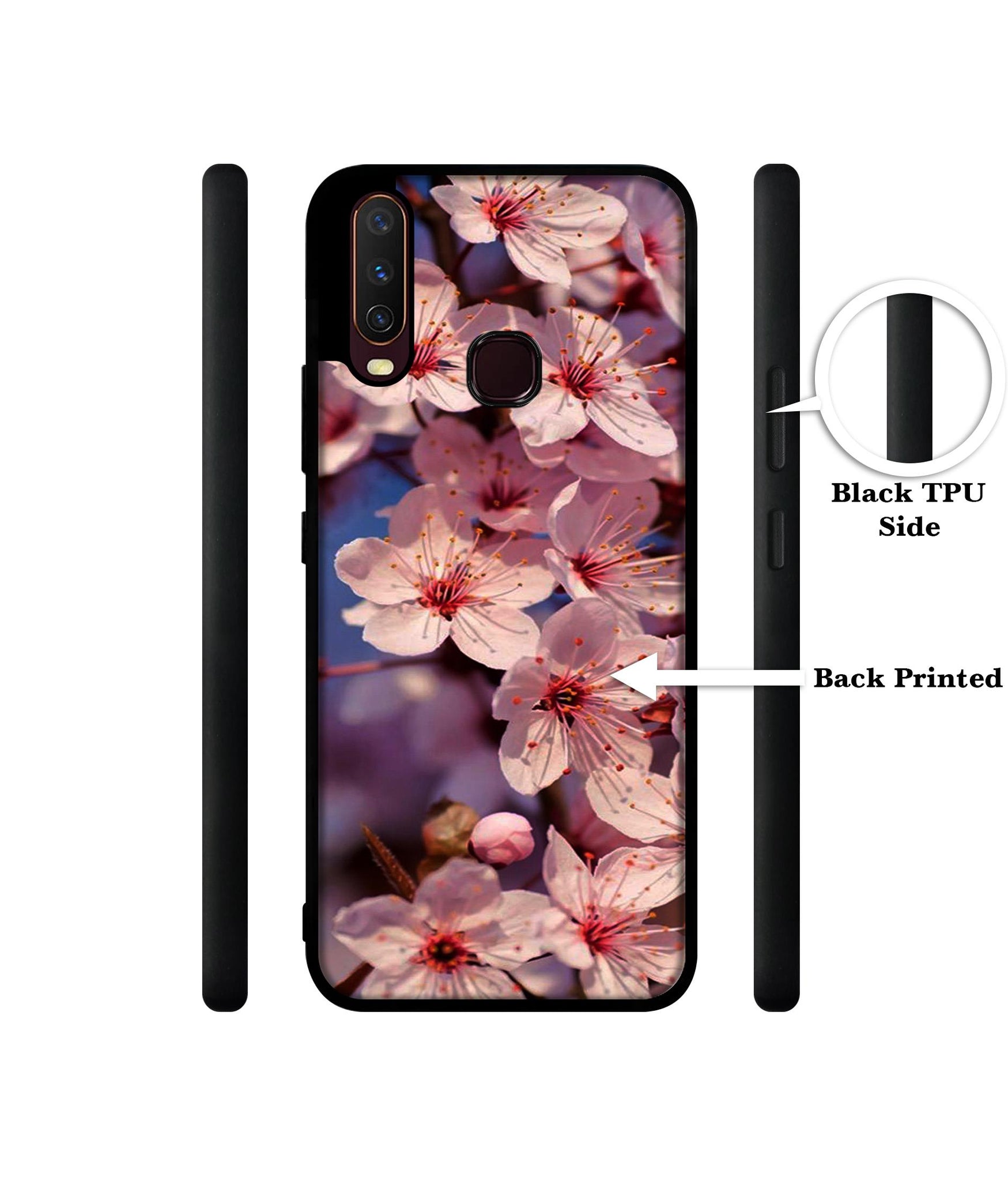 Pink Flowers Pattern Design Designer 2D Printed Back Case Cover for Vivo Y17 / Y12 / Y15