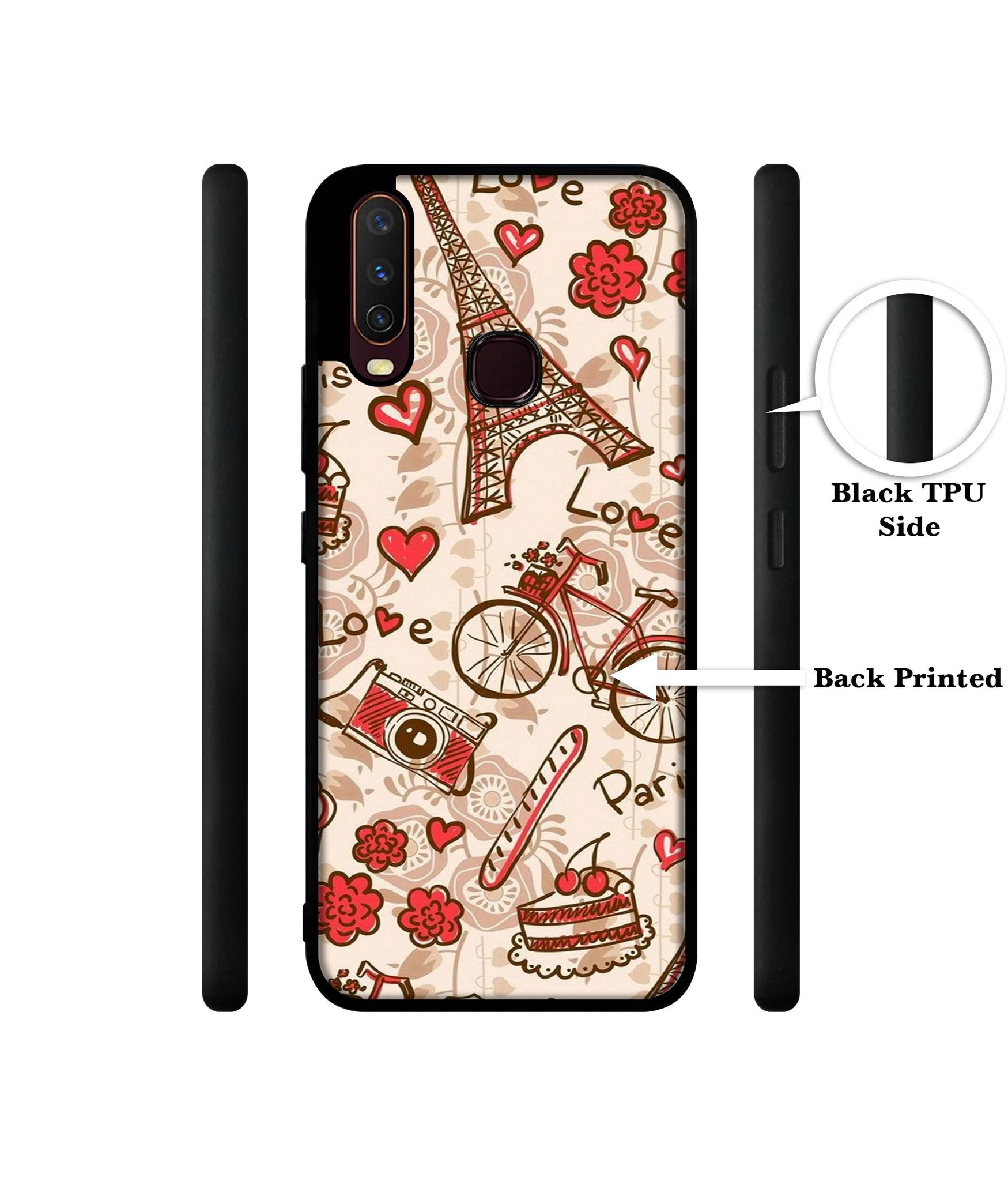 Vintage Paris Design Designer 2D Printed Back Case Cover for Vivo Y17 / Y12 / Y15