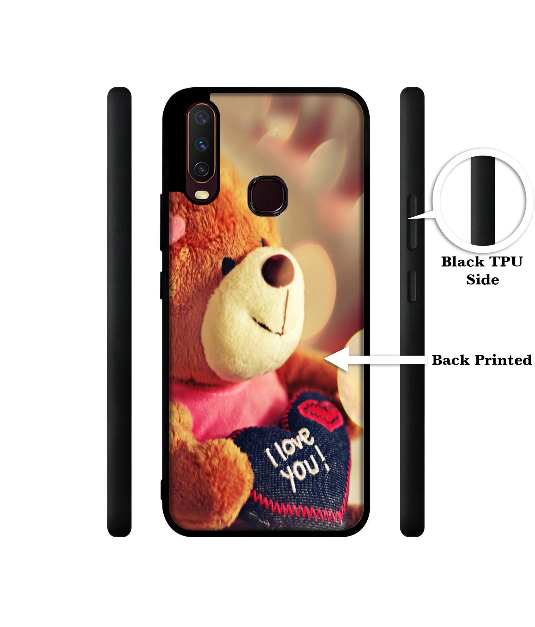 Teddy Bear Design Designer 2D Printed Back Case Cover for Vivo Y17 / Y12 / Y15
