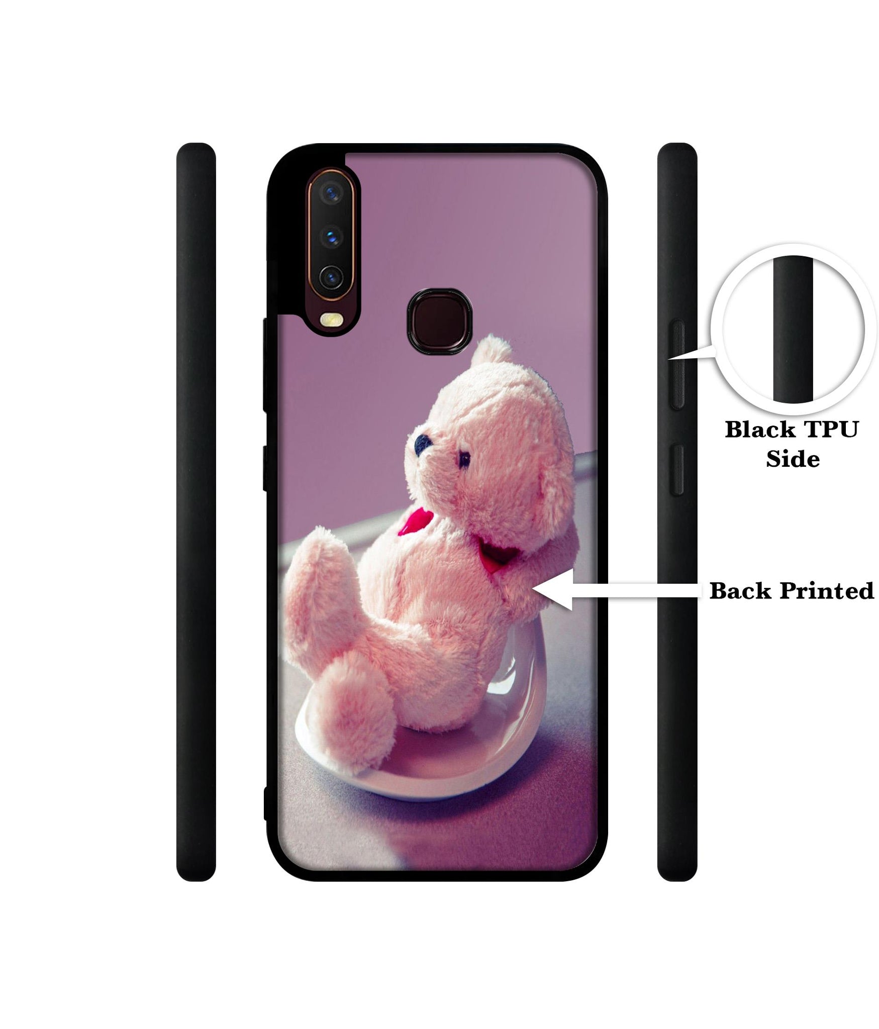 Cute Teddy Bear Design Designer 2D Printed Back Case Cover for Vivo Y17 / Y12 / Y15