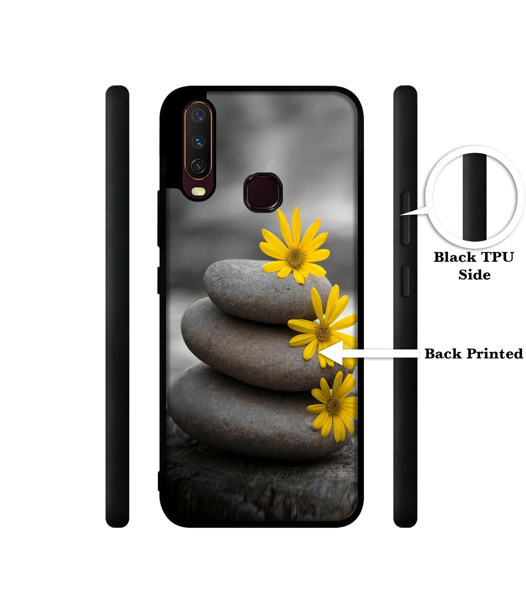 Stones And Flower Design Designer 2D Printed Back Case Cover for Vivo Y17 / Y12 / Y15