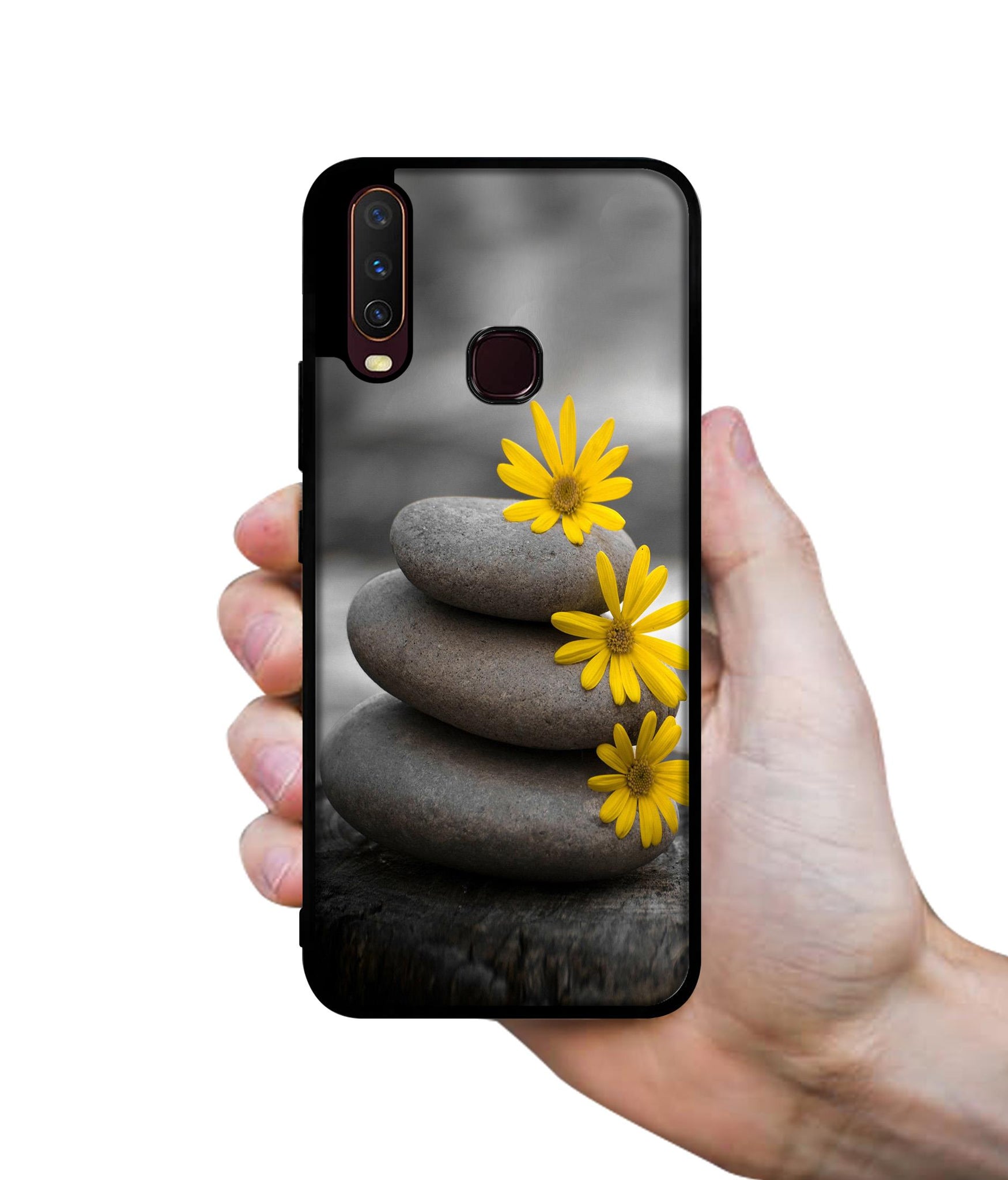 Stones And Flower Design Designer 2D Printed Back Case Cover for Vivo Y17 / Y12 / Y15