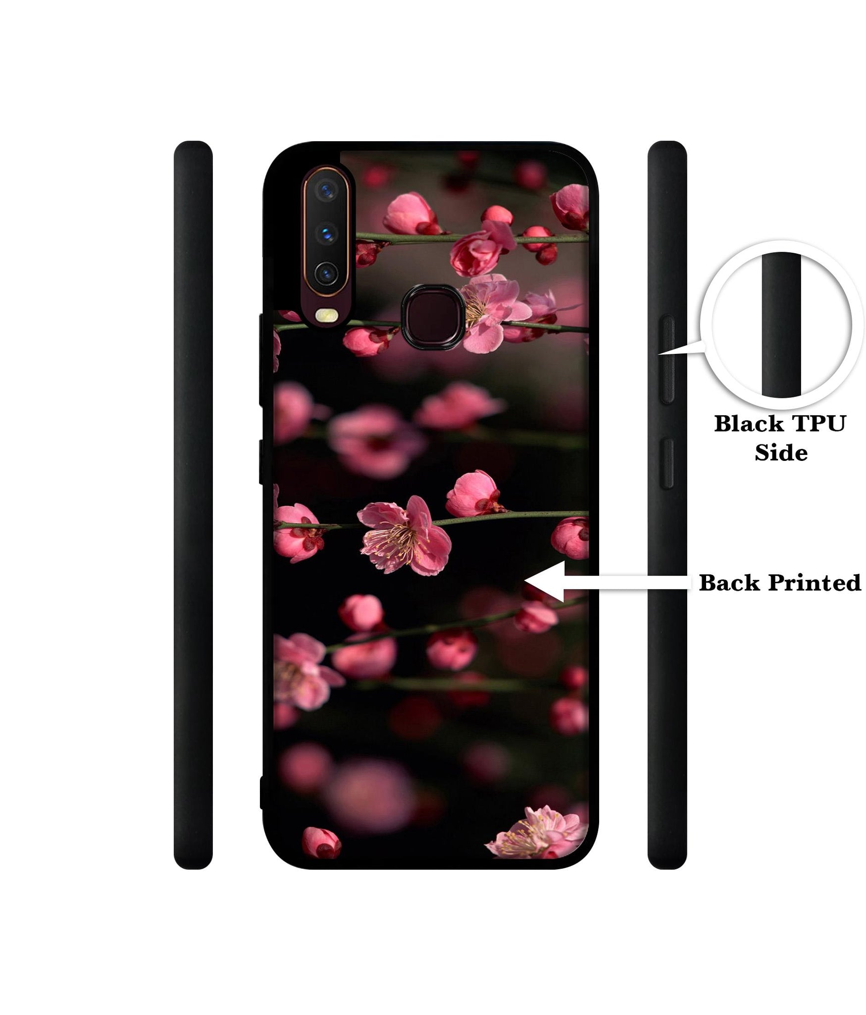 Pink Flowers Design Designer 2D Printed Back Case Cover for Vivo Y17 / Y12 / Y15