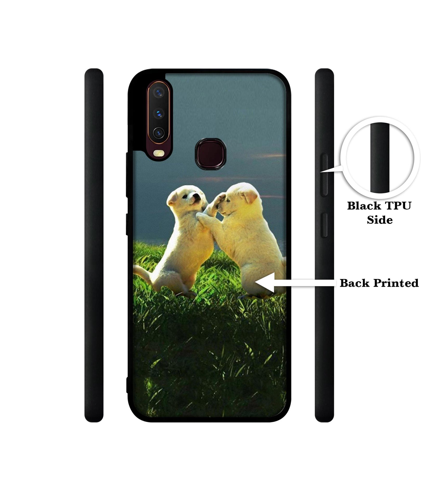 Puppy Couple Sunset Design Designer 2D Printed Back Case Cover for Vivo Y17 / Y12 / Y15