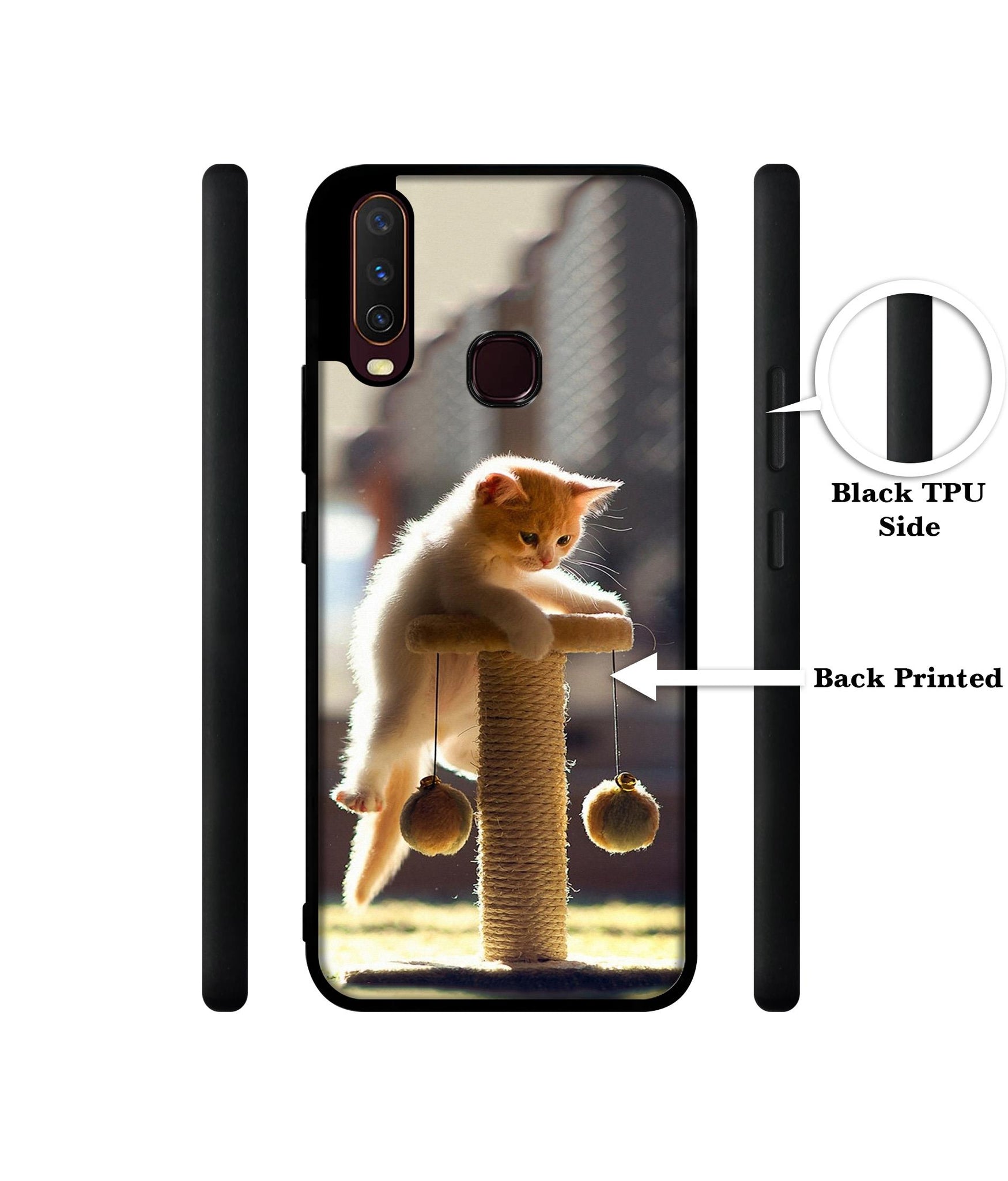 Cat Climbing Design Designer 2D Printed Back Case Cover for Vivo Y17 / Y12 / Y15