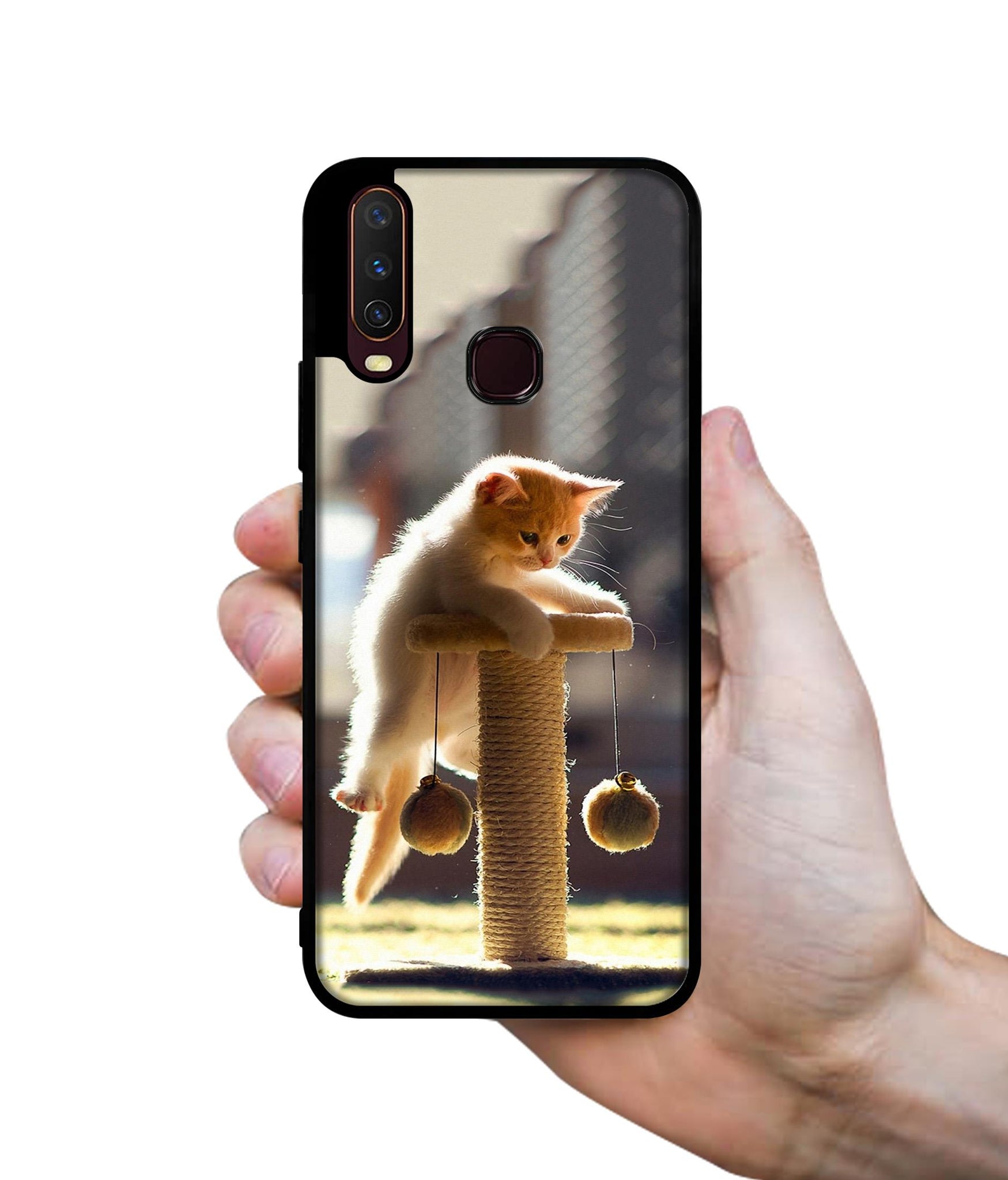 Cat Climbing Design Designer 2D Printed Back Case Cover for Vivo Y17 / Y12 / Y15