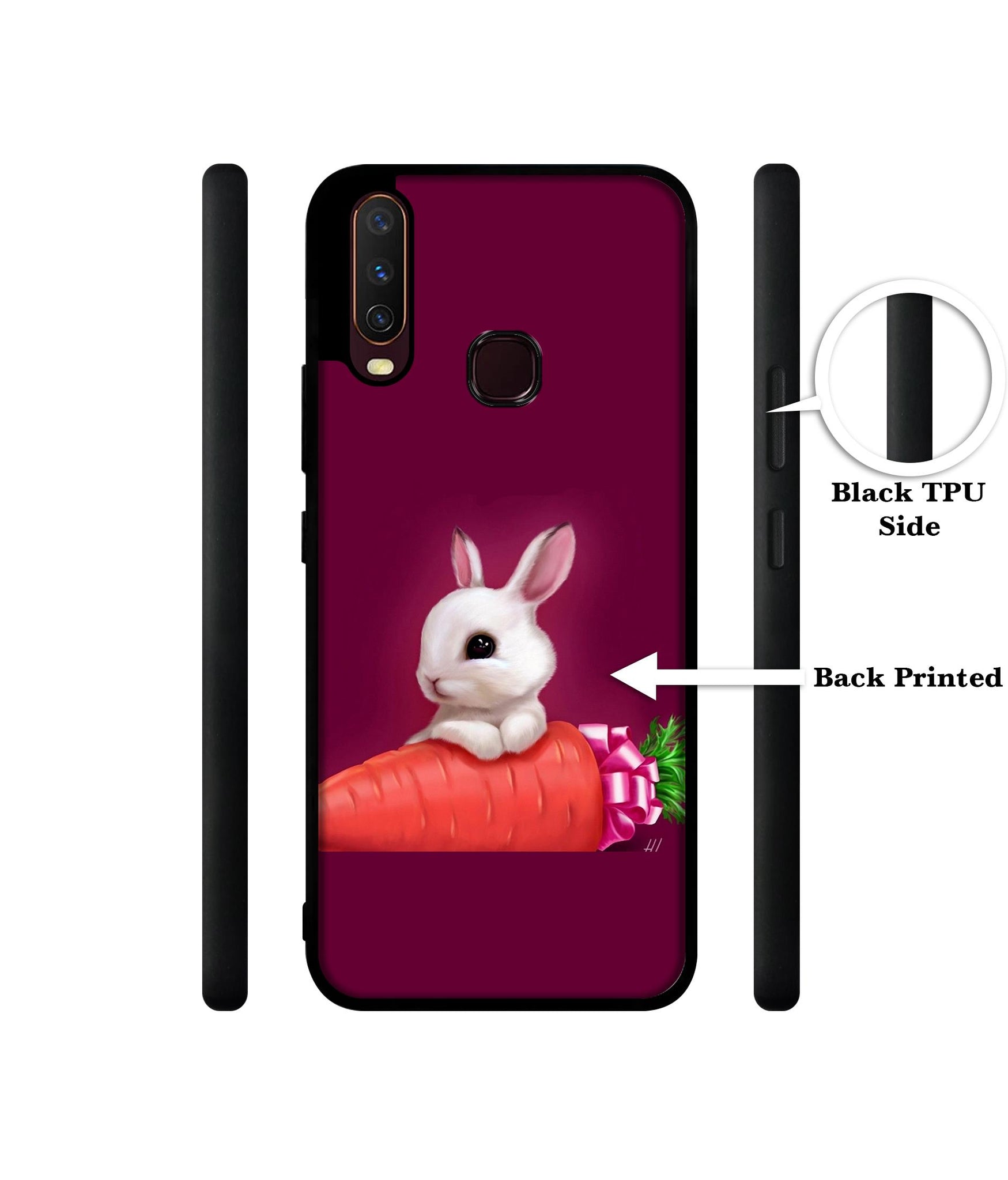 Bunny With Carrot Design Designer 2D Printed Back Case Cover for Vivo Y17 / Y12 / Y15