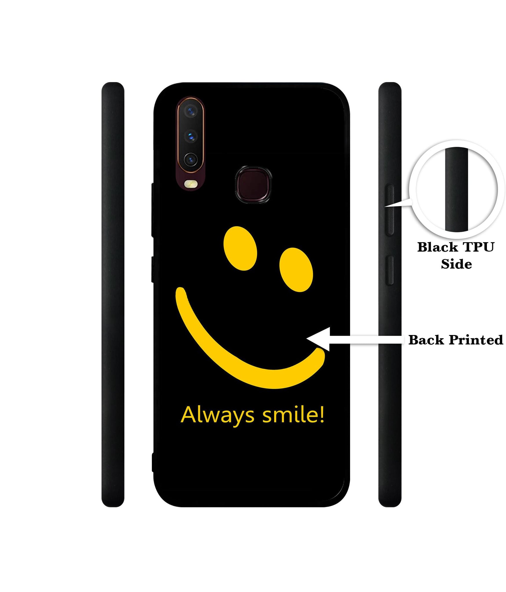 Always Smile Quote Design Designer 2D Printed Back Case Cover for Vivo Y17 / Y12 / Y15