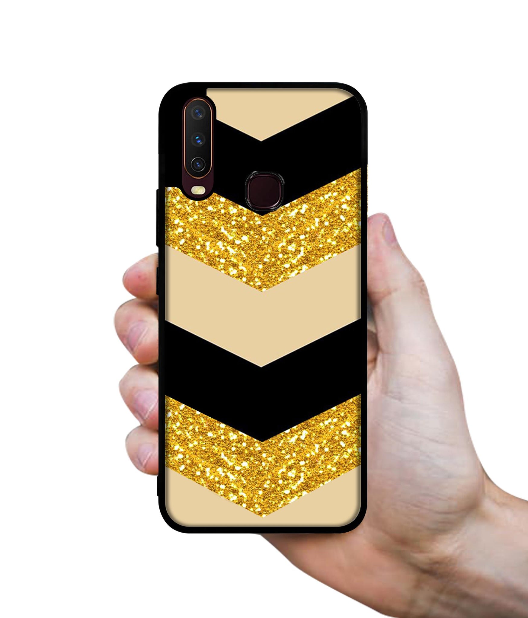 Black & Gold Design Designer 2D Printed Back Case Cover for Vivo Y17 / Y12 / Y15