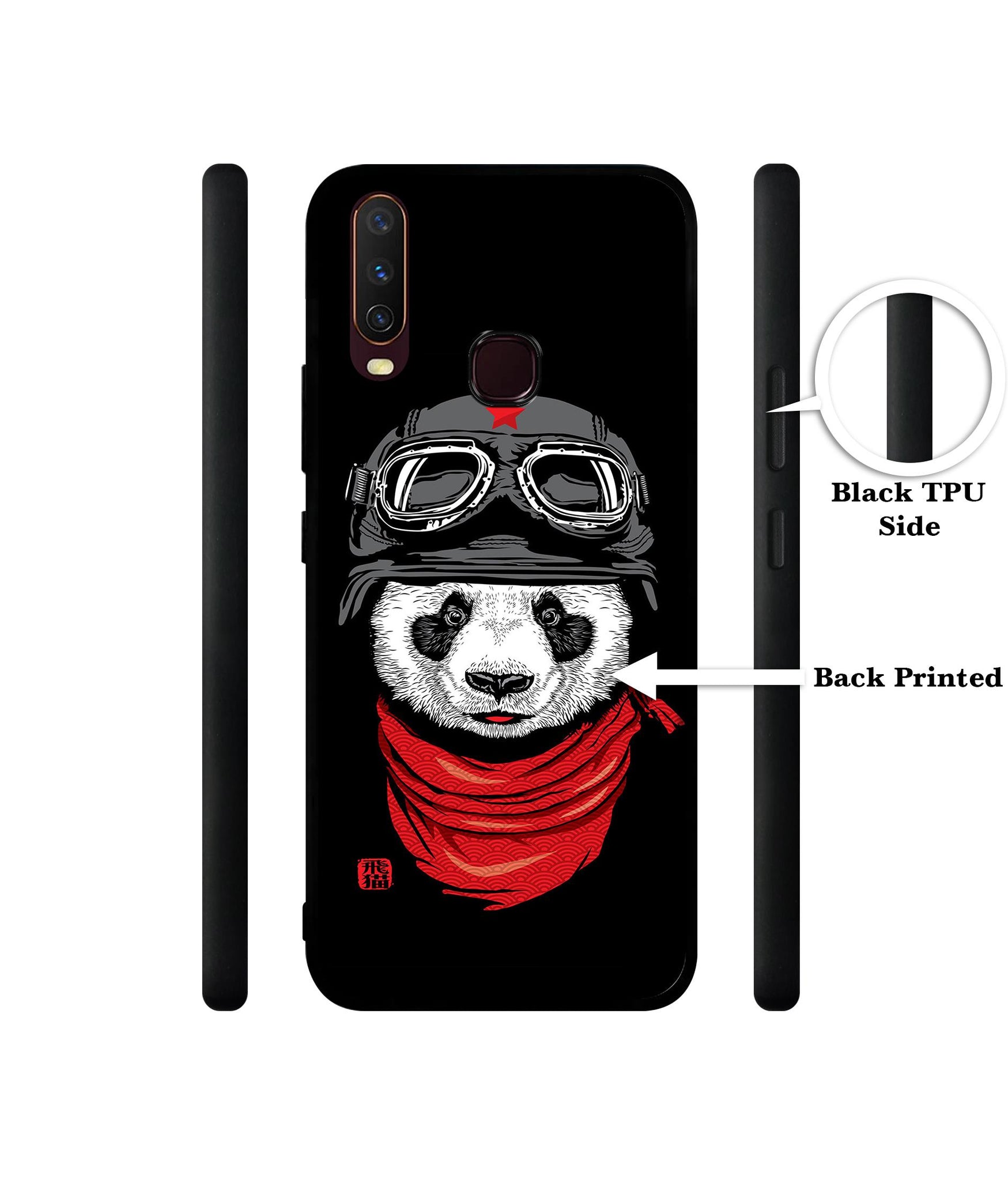 Biker Panda Design Designer 2D Printed Back Case Cover for Vivo Y17 / Y12 / Y15