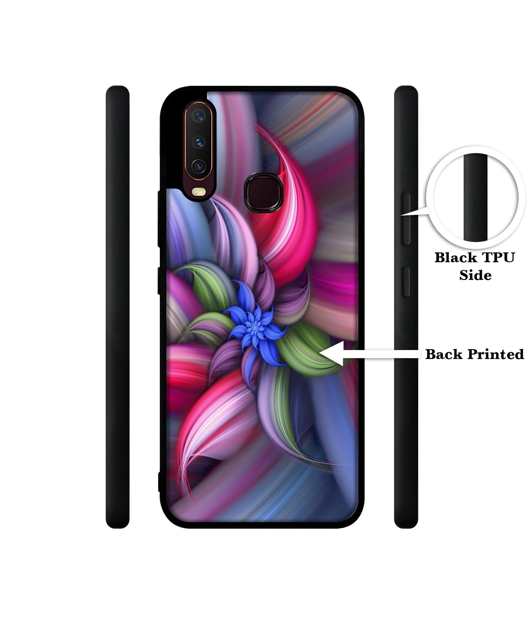 Colorful Flower Design Designer 2D Printed Back Case Cover for Vivo Y17 / Y12 / Y15