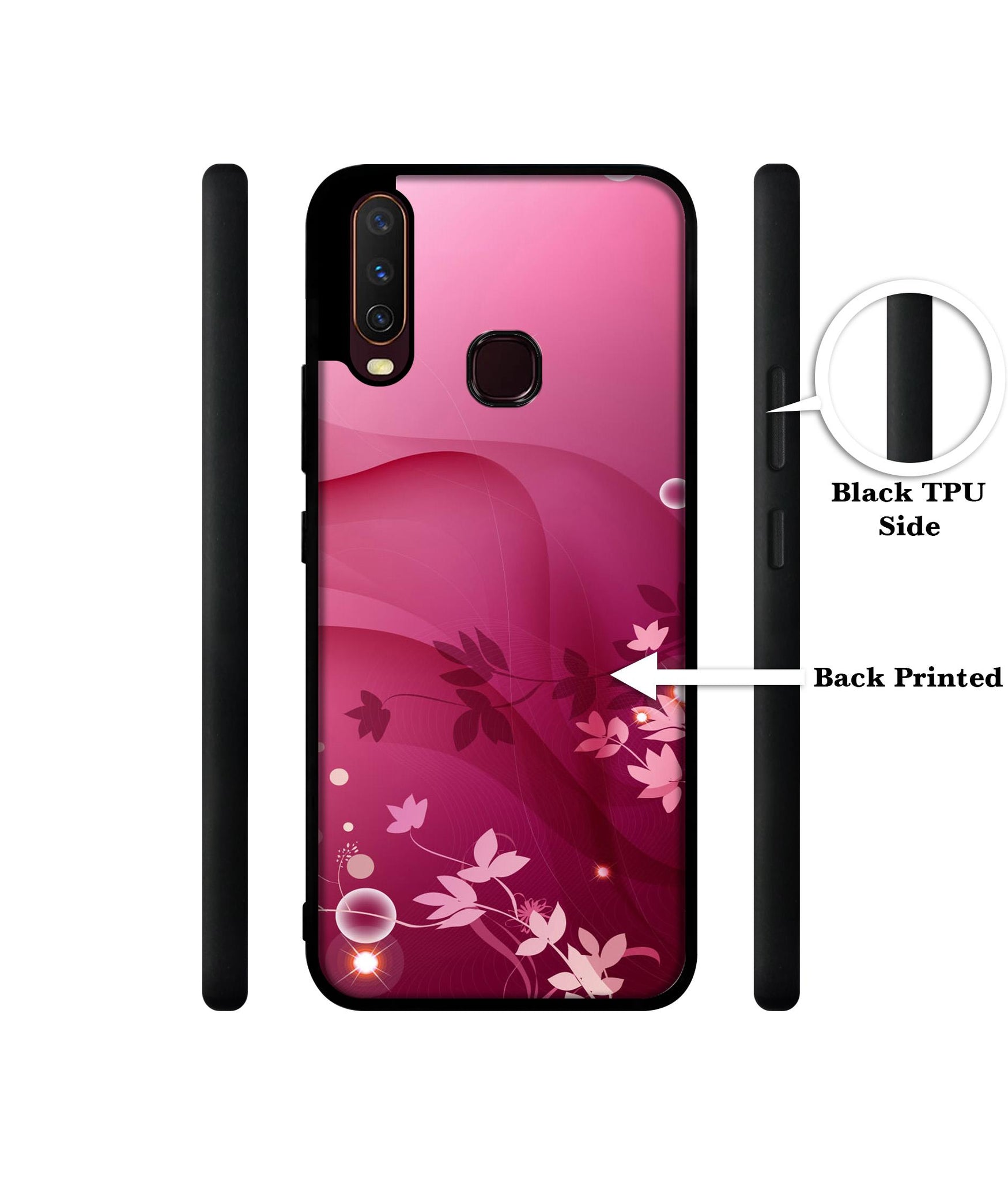 Pink Abstract Design Designer 2D Printed Back Case Cover for Vivo Y17 / Y12 / Y15