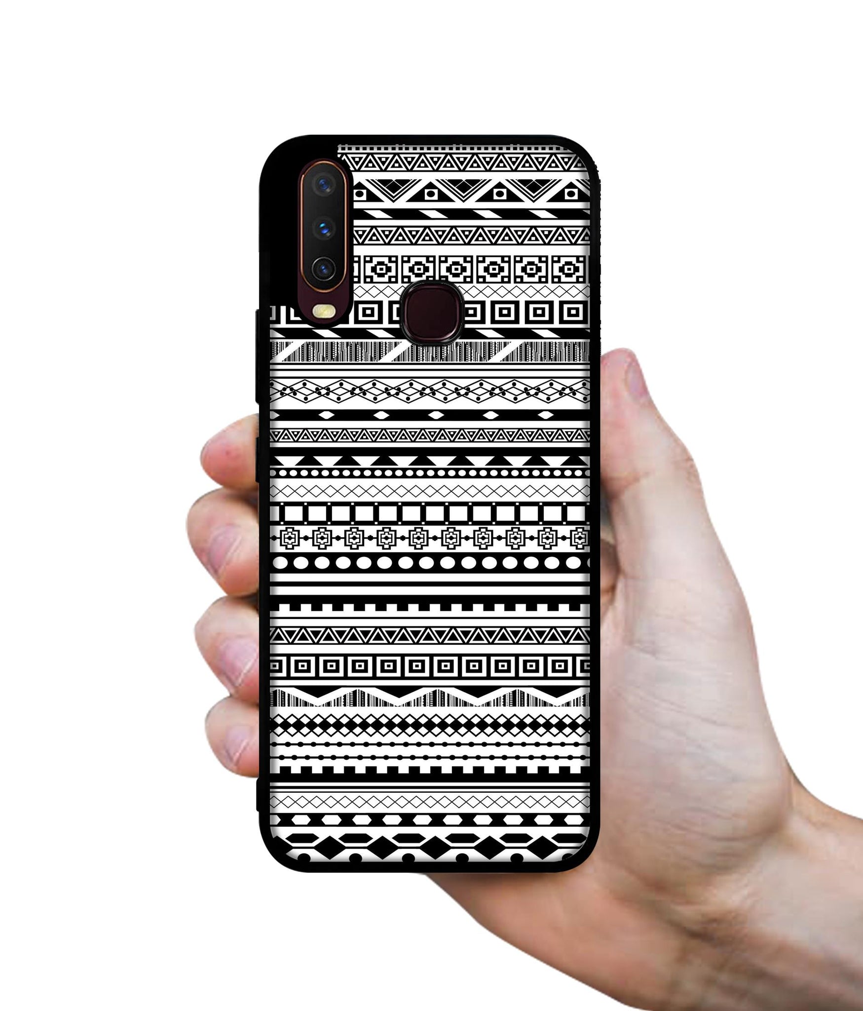 Black & White Patterns Design Designer 2D Printed Back Case Cover for Vivo Y17 / Y12 / Y15