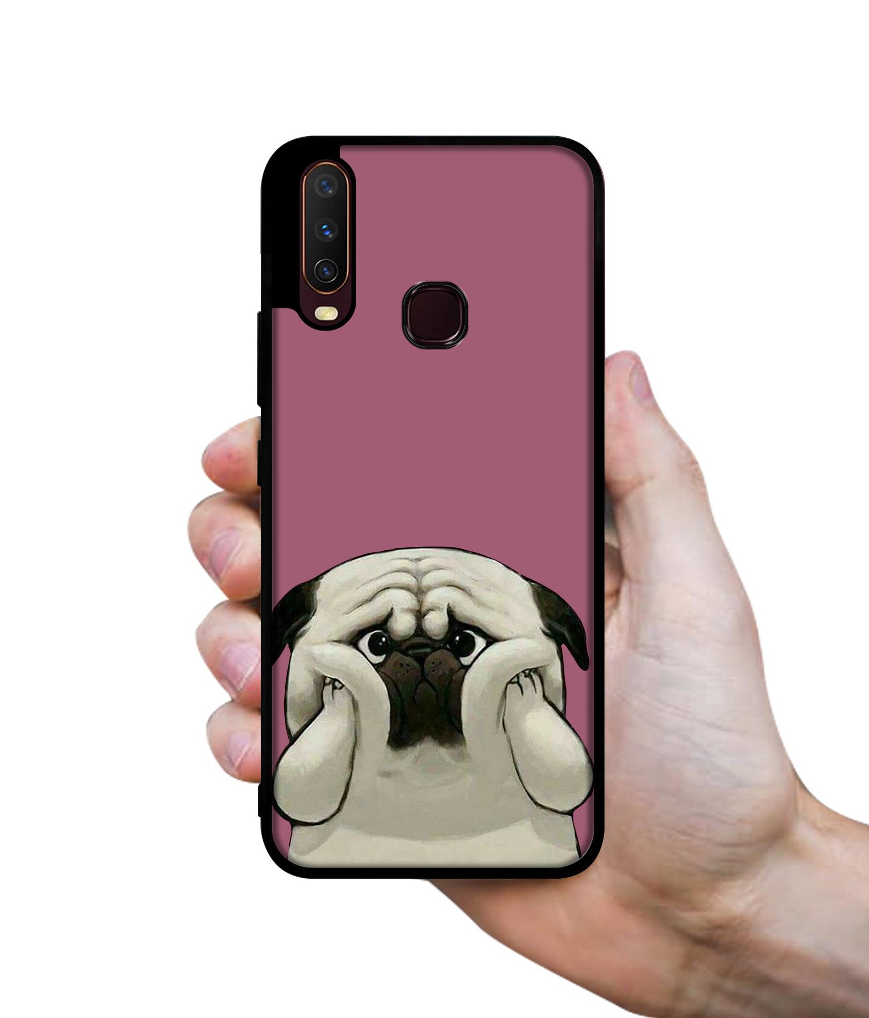 Cute Pug Holding Big Cheeks Design Designer 2D Printed Back Case Cover for Vivo Y17 / Y12 / Y15