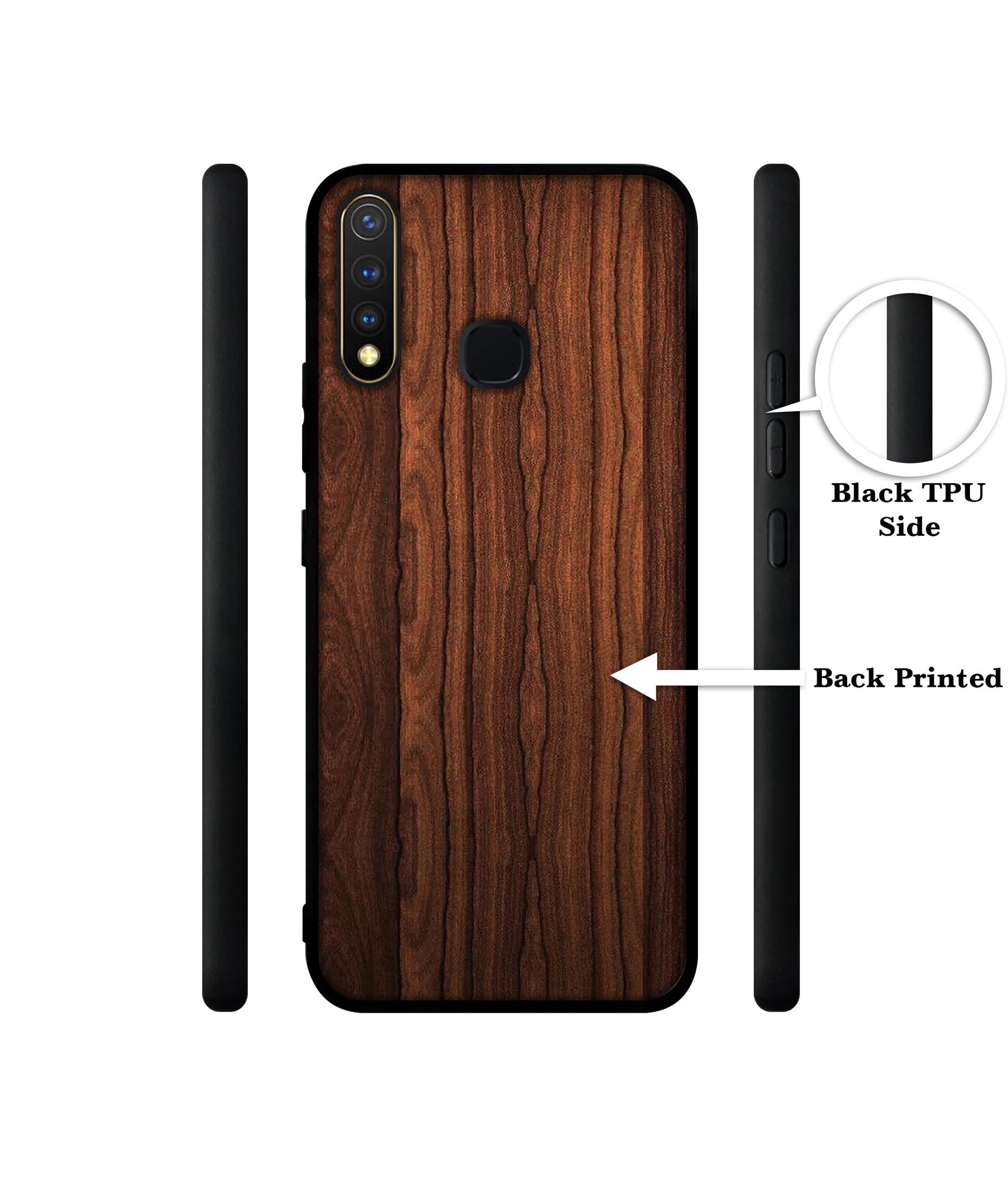 Brown Wooden Texture Design Designer 2D Printed Back Case Cover for Vivo Y19 4G / U3 4G / U20 4G