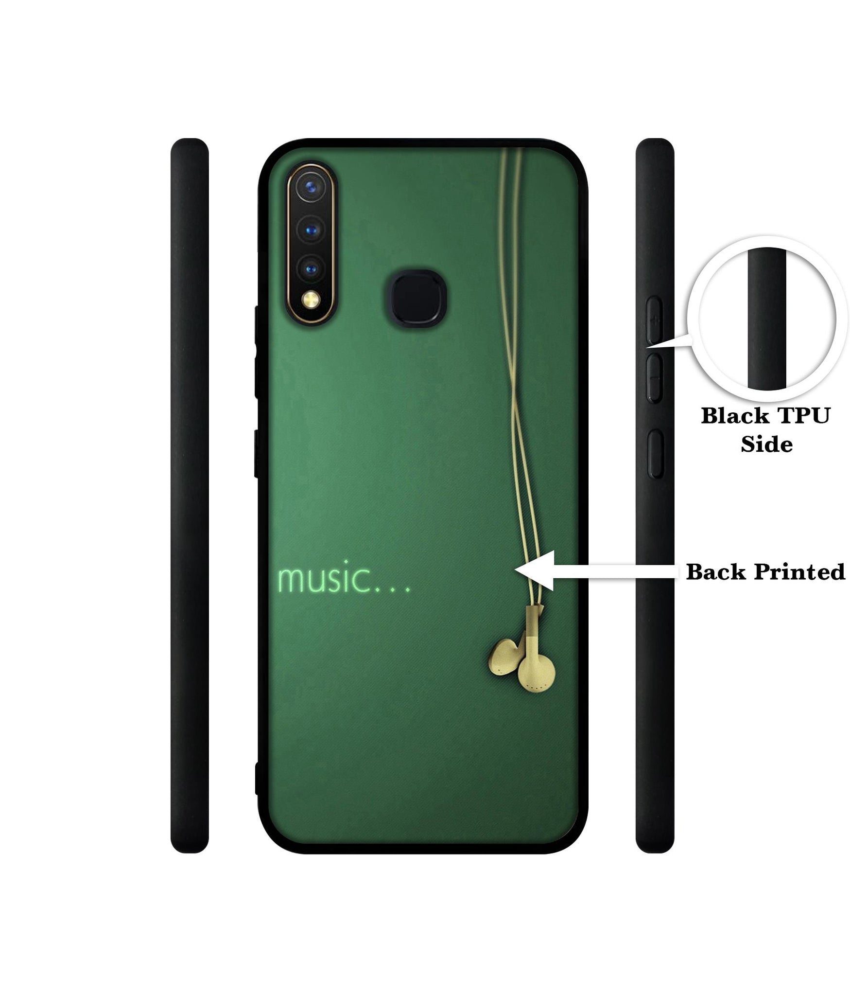 Headphone Music Design Designer 2D Printed Back Case Cover for Vivo Y19 4G / U3 4G / U20 4G