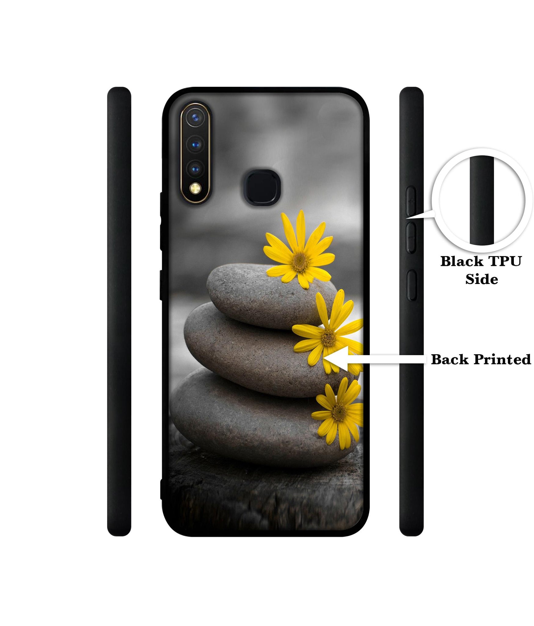 Stones And Flower Design Designer 2D Printed Back Case Cover for Vivo Y19 4G / U3 4G / U20 4G